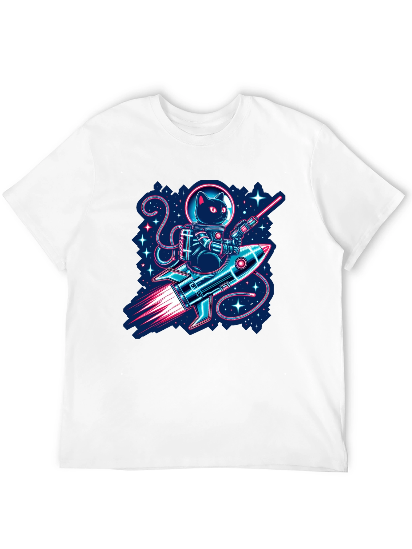 Astronaut Cat Riding Rocket T-Shirt