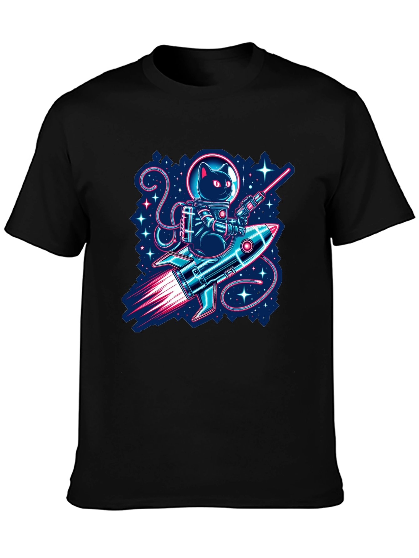 Astronaut Cat Riding Rocket T-Shirt
