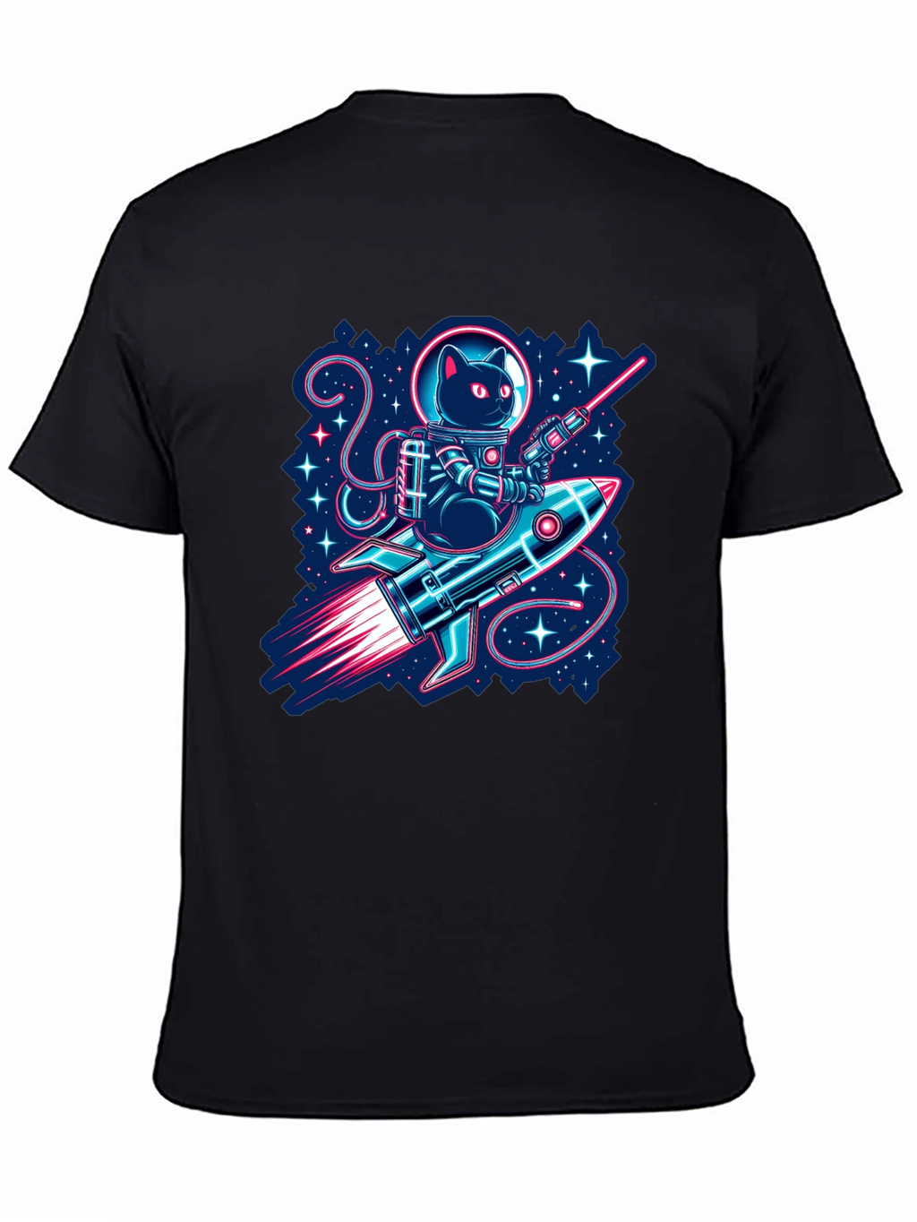Astronaut Cat Riding Rocket T-Shirt
