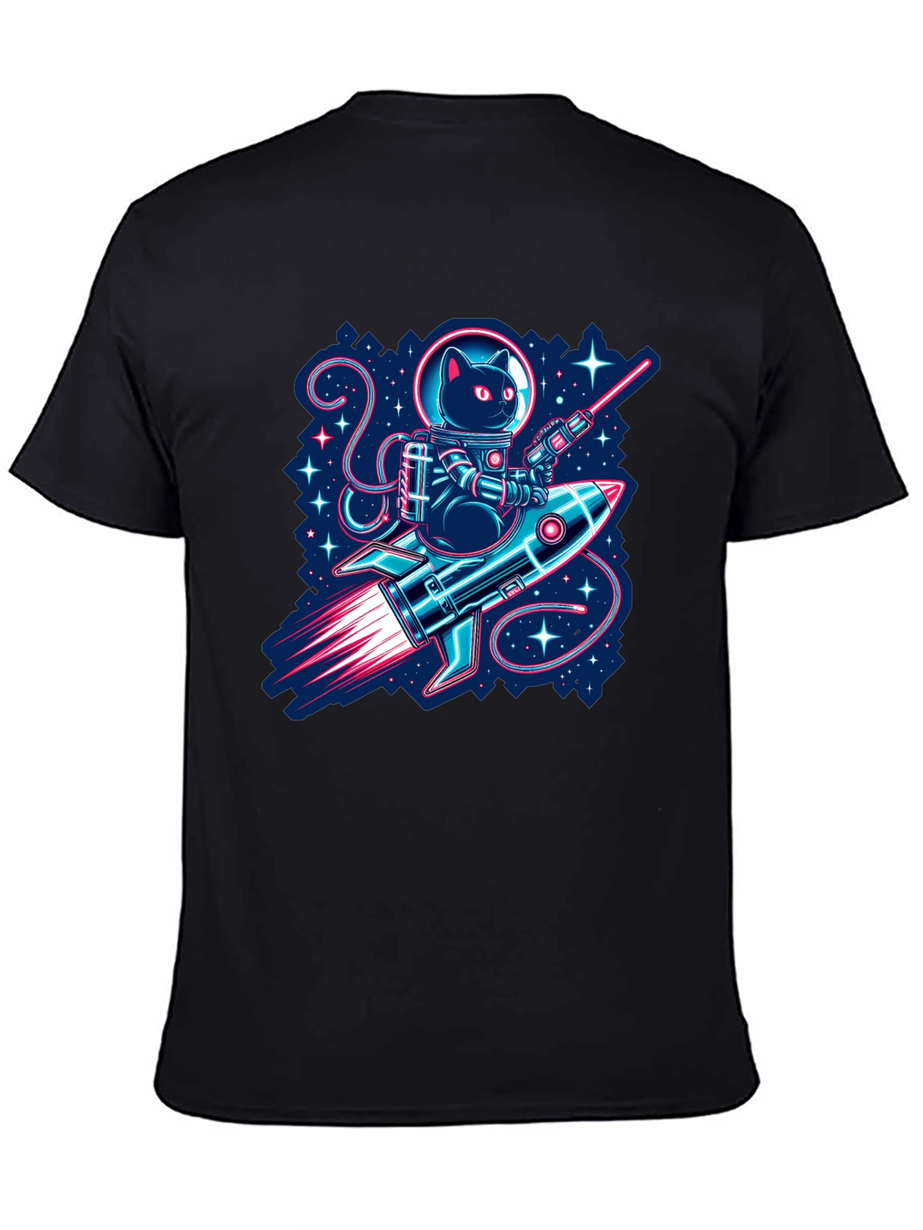 Astronaut Cat Riding Rocket T-Shirt
