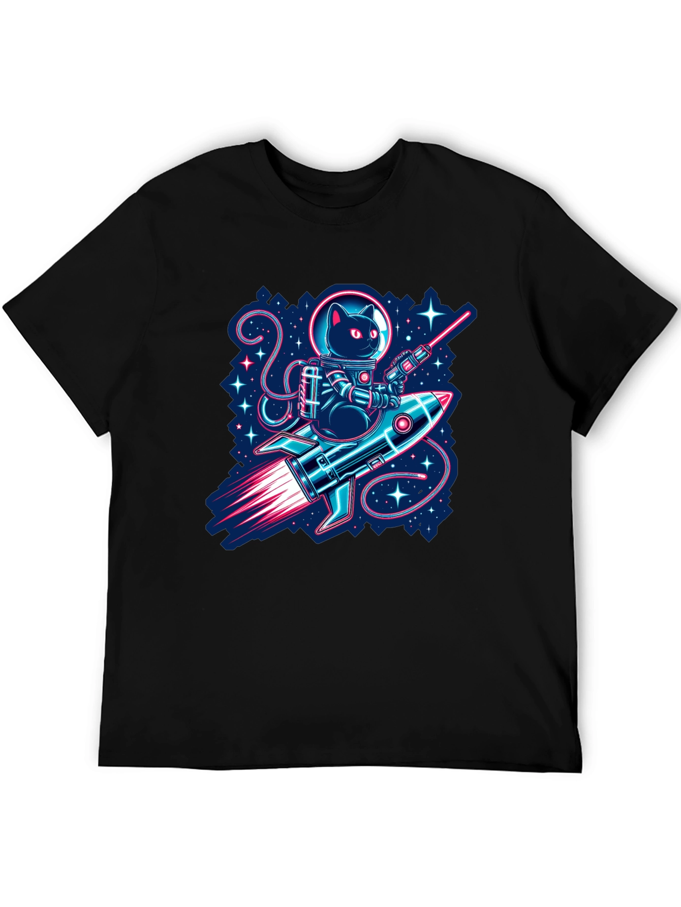 Astronaut Cat Riding Rocket T-Shirt