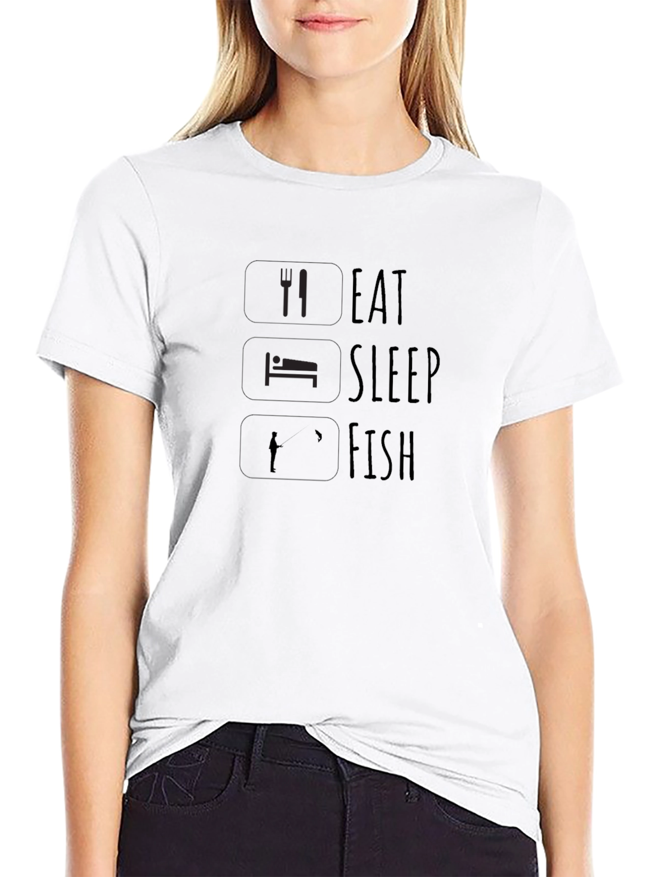 Eat Sleep Fish Black Graphic Tee