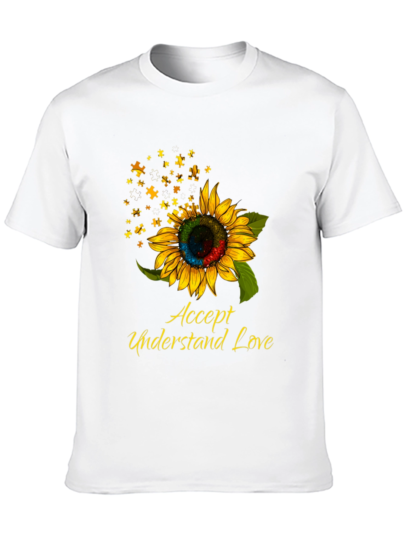 Autism Awareness Sunflower Puzzle Piece T-Shirt