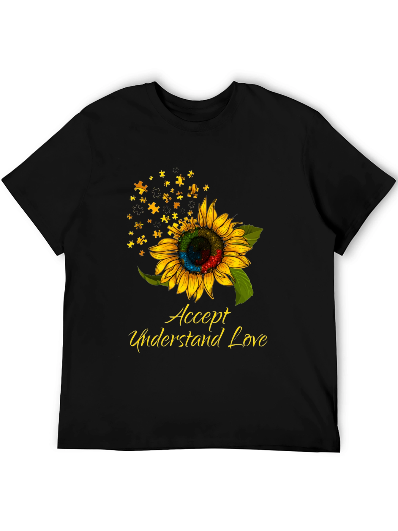 Autism Awareness Sunflower Puzzle Piece T-Shirt