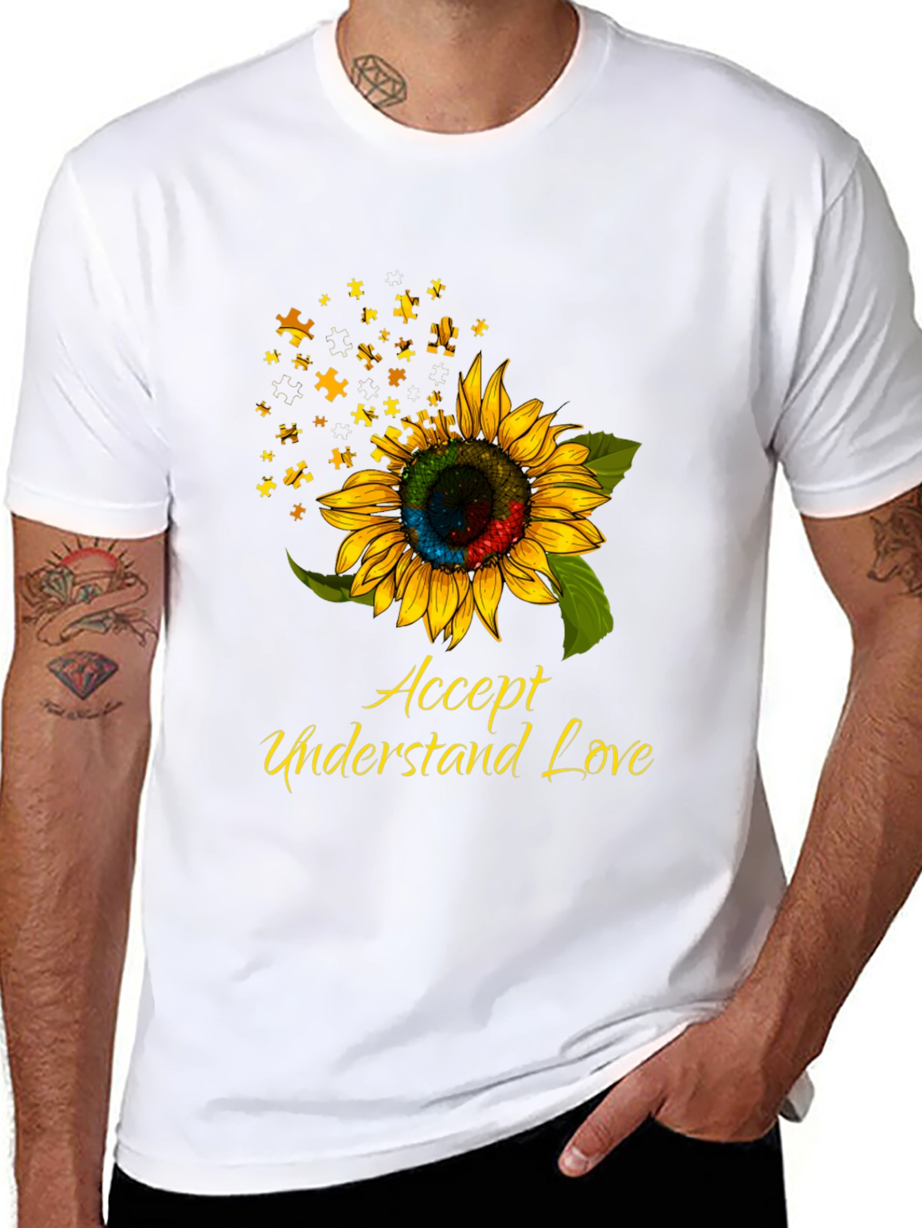 Autism Awareness Sunflower Puzzle Piece T-Shirt
