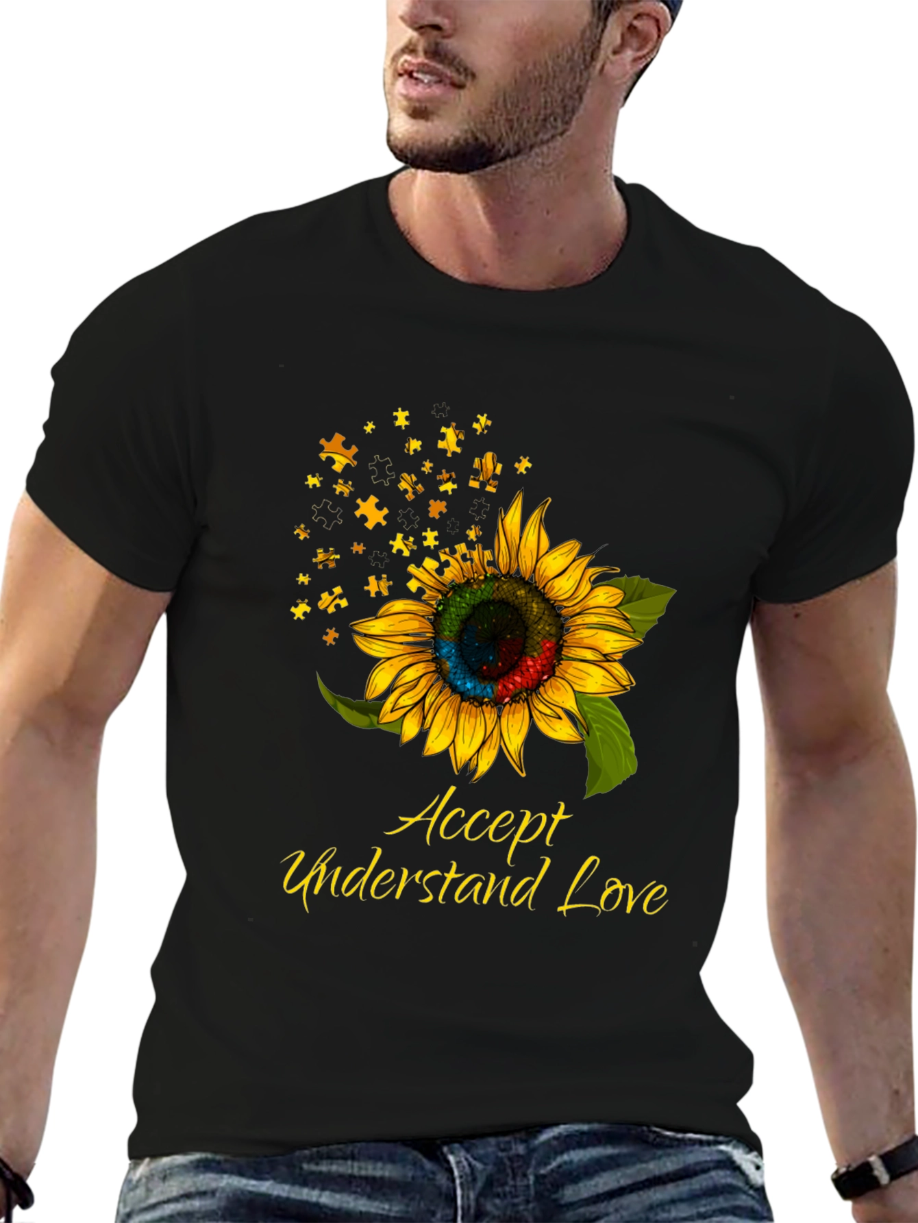 Autism Awareness Sunflower Puzzle Piece T-Shirt