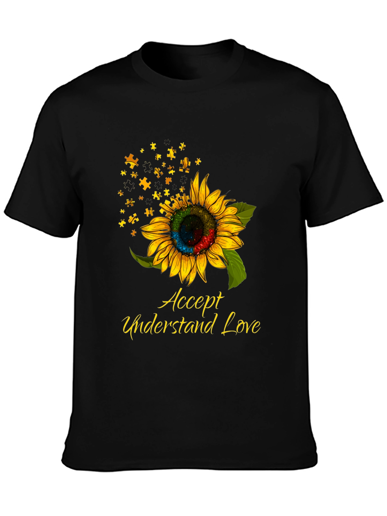 Autism Awareness Sunflower Puzzle Piece T-Shirt