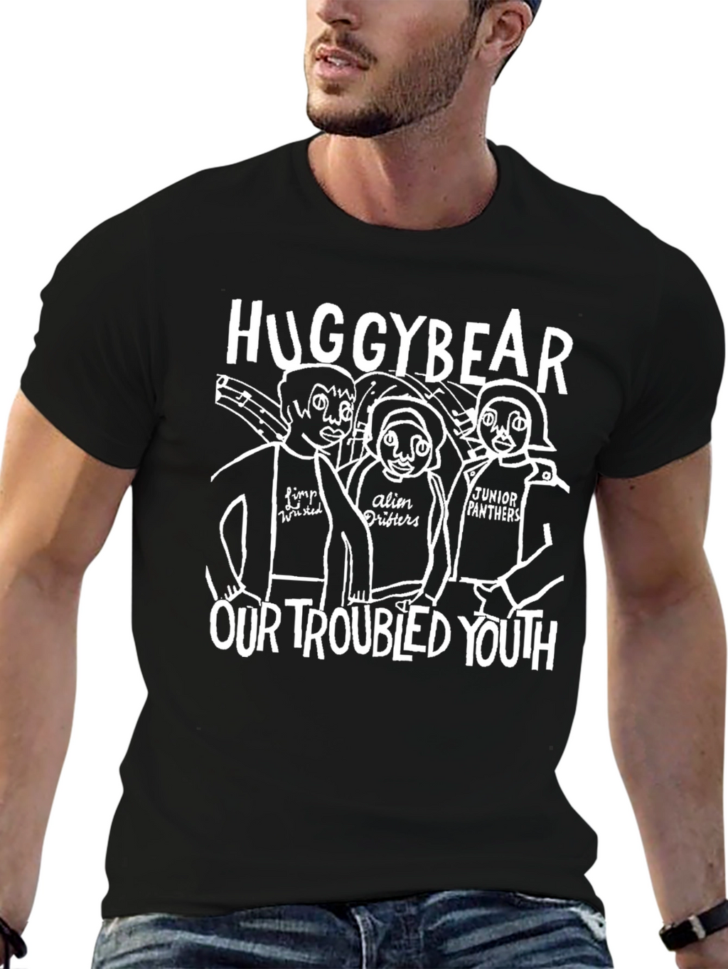 Huggybear Our Troubled Youth Black Graphic Tee