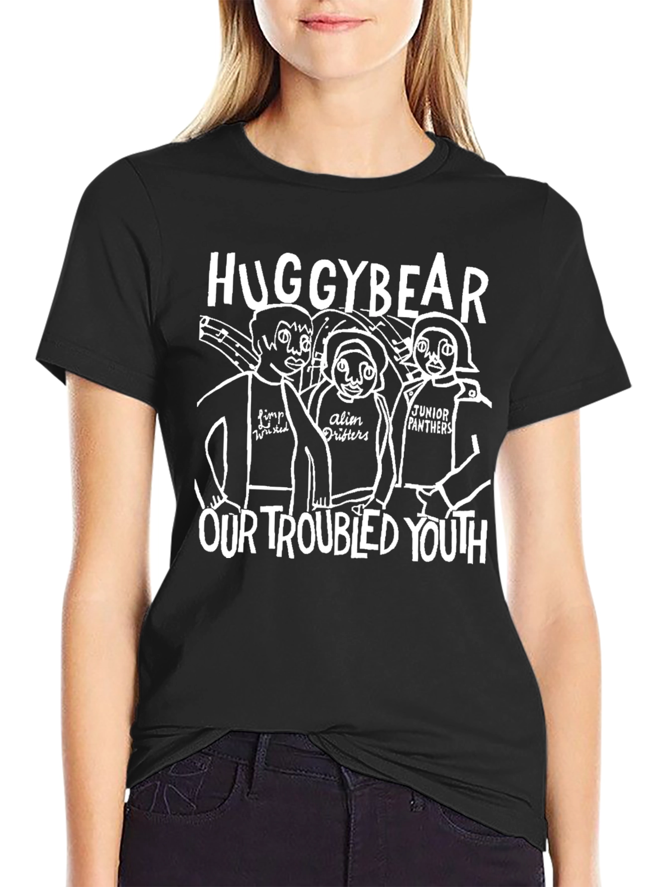 Huggybear Our Troubled Youth Black Graphic Tee