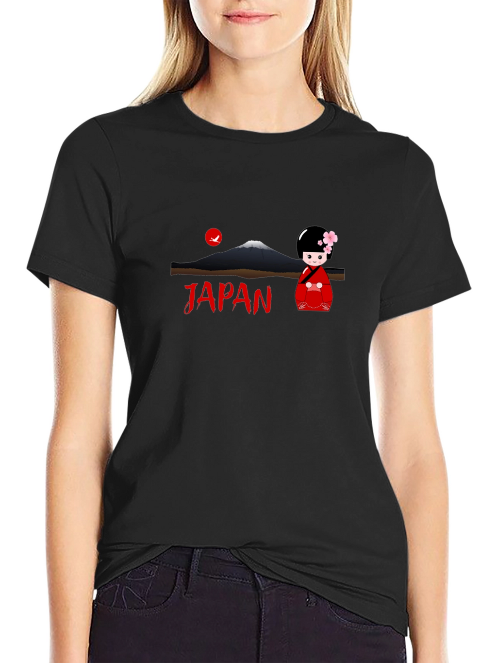 Japan Graphic Tee - Mount Fuji Kokeshi Doll T-Shirt