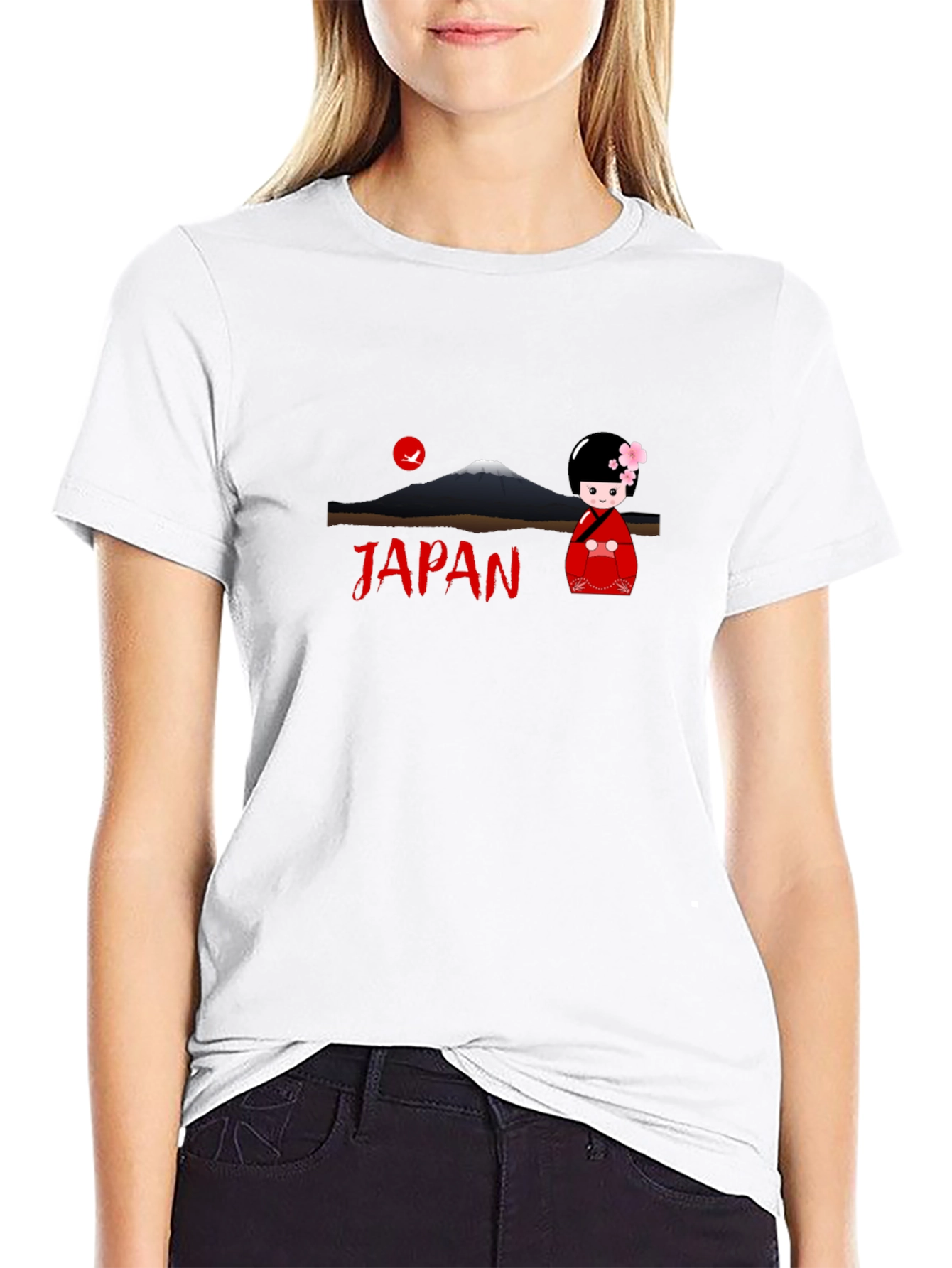 Japan Graphic Tee - Mount Fuji Kokeshi Doll T-Shirt