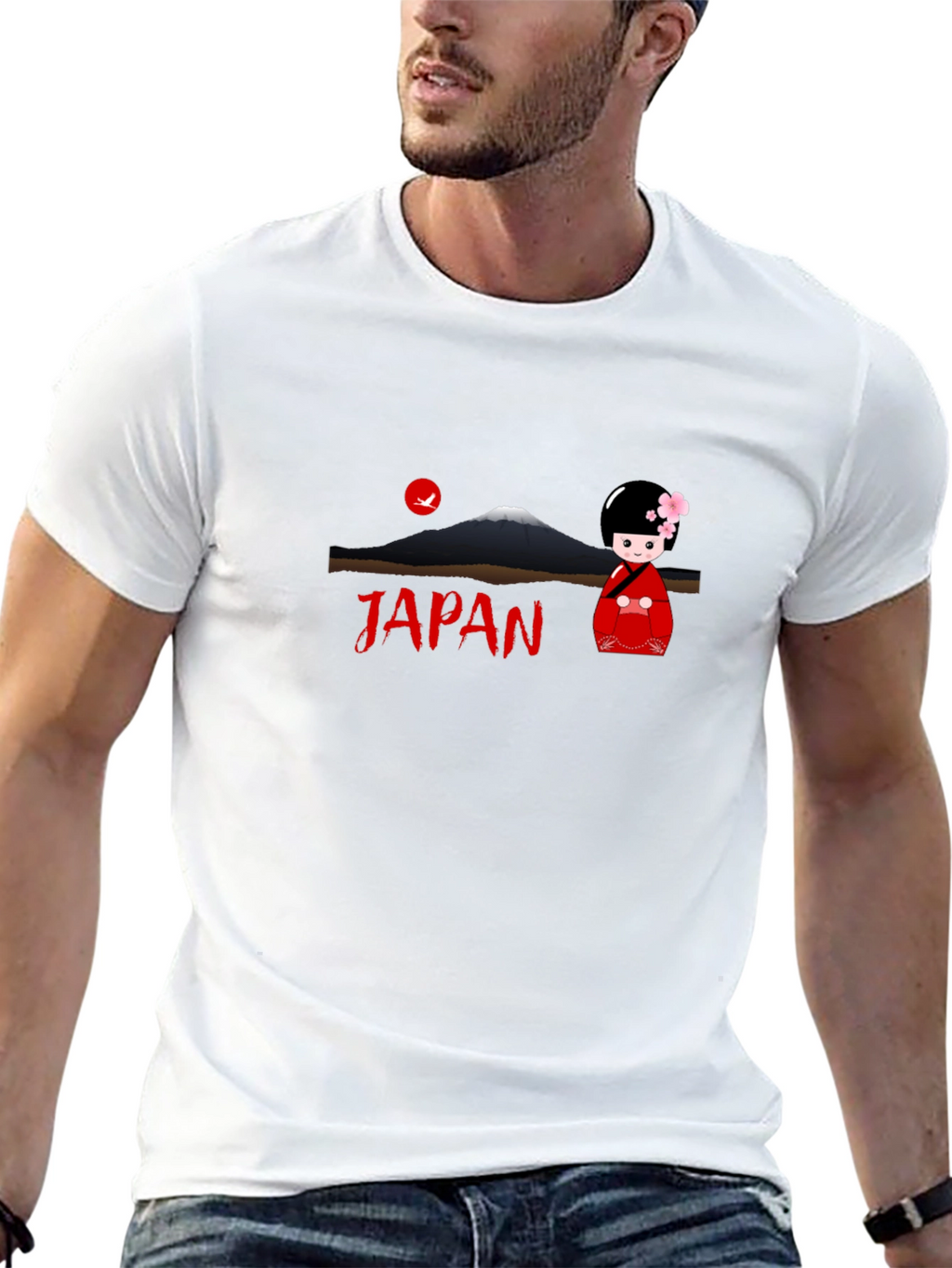 Japan Graphic Tee - Mount Fuji Kokeshi Doll T-Shirt
