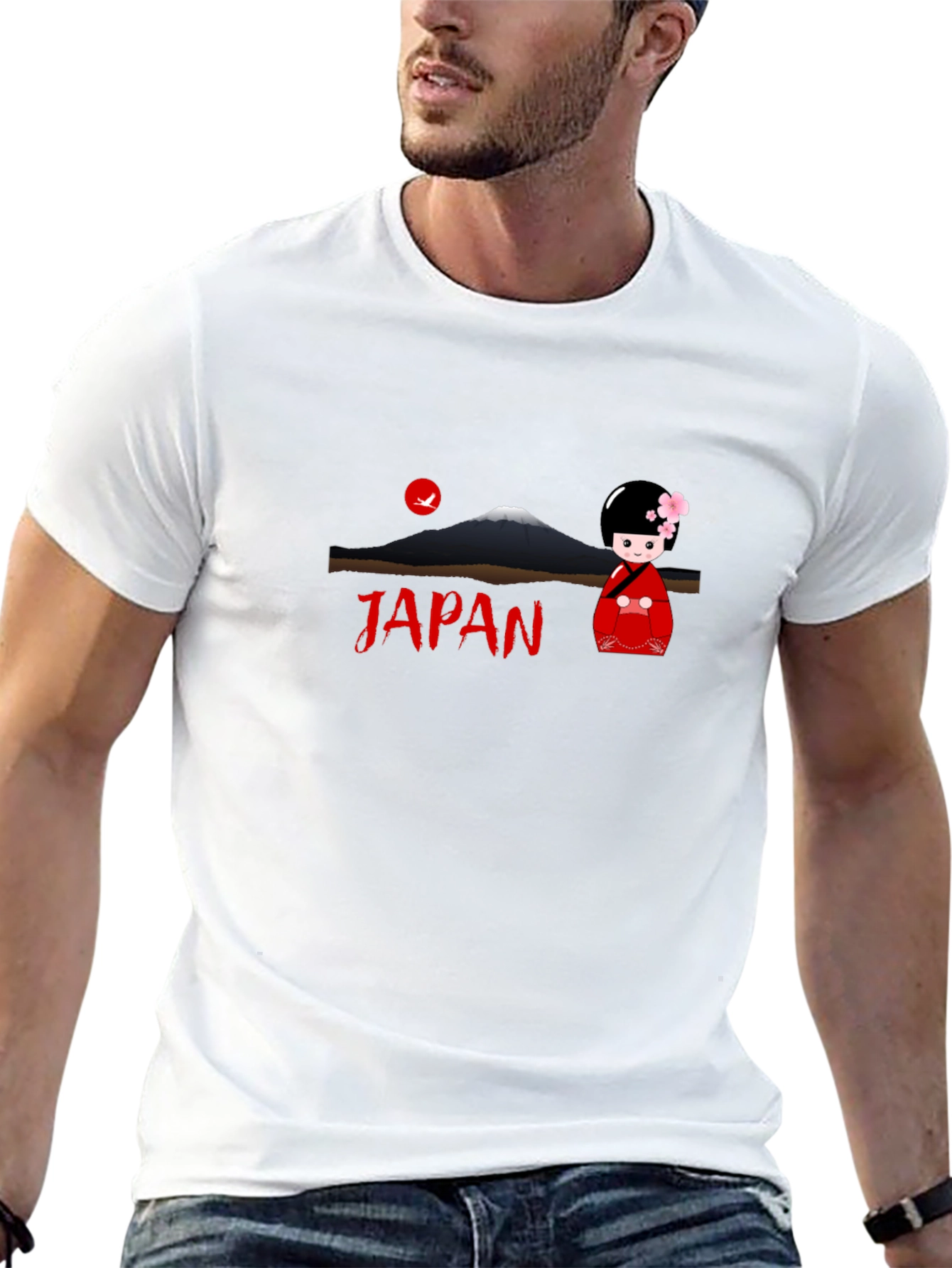 Japan Graphic Tee - Mount Fuji Kokeshi Doll T-Shirt