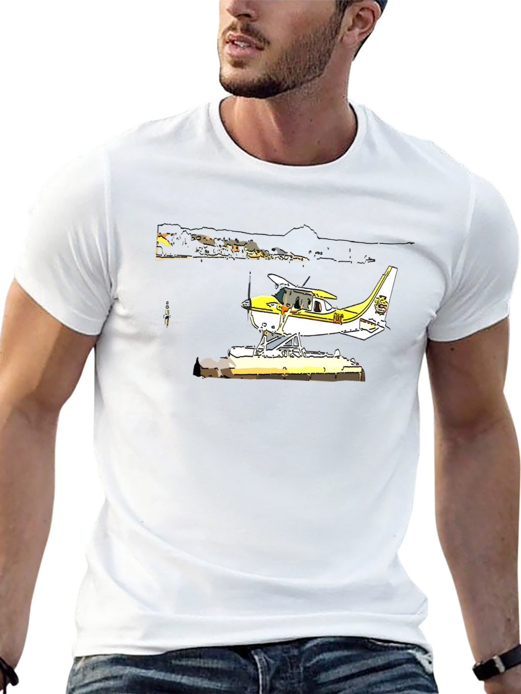 Seaplane Graphic T-Shirt - Black Cotton Tee
