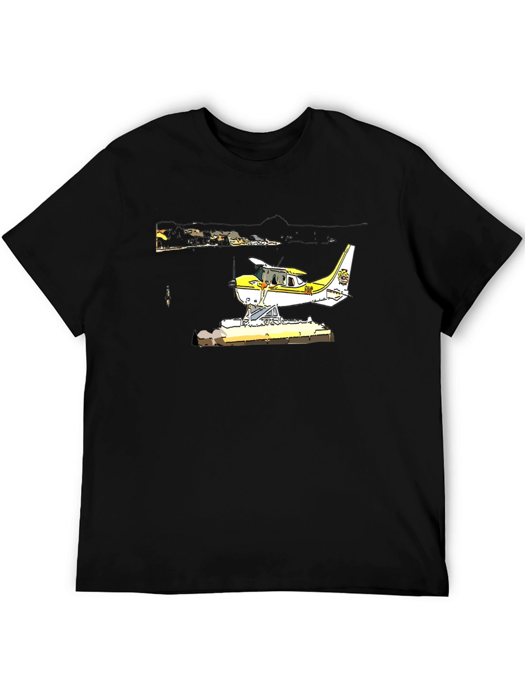 Seaplane Graphic T-Shirt - Black Cotton Tee