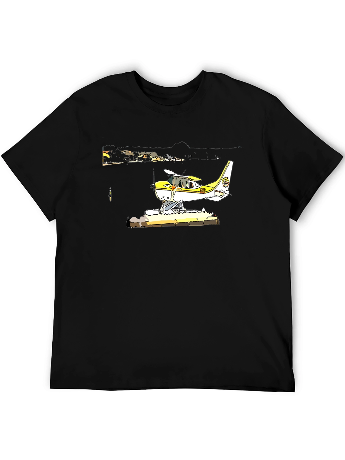 Seaplane Graphic T-Shirt - Black Cotton Tee
