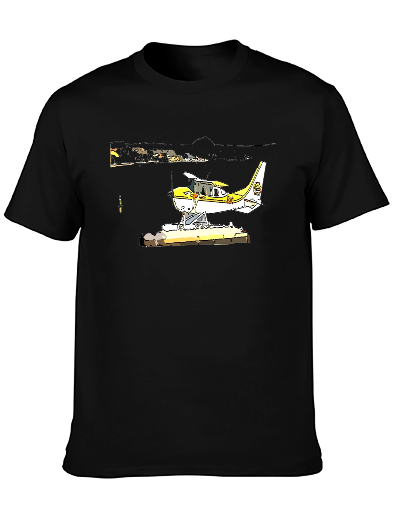 Seaplane Graphic T-Shirt - Black Cotton Tee