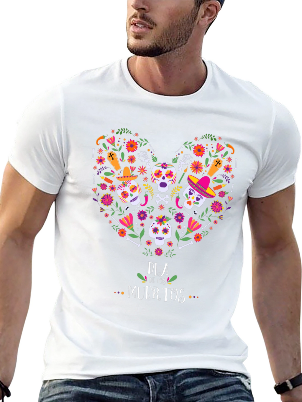 Dia de los Muertos Heart Skull T-Shirt