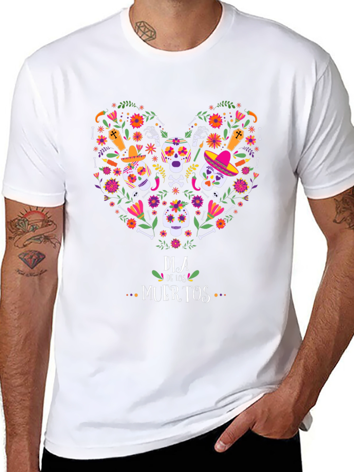 Dia de los Muertos Heart Skull T-Shirt
