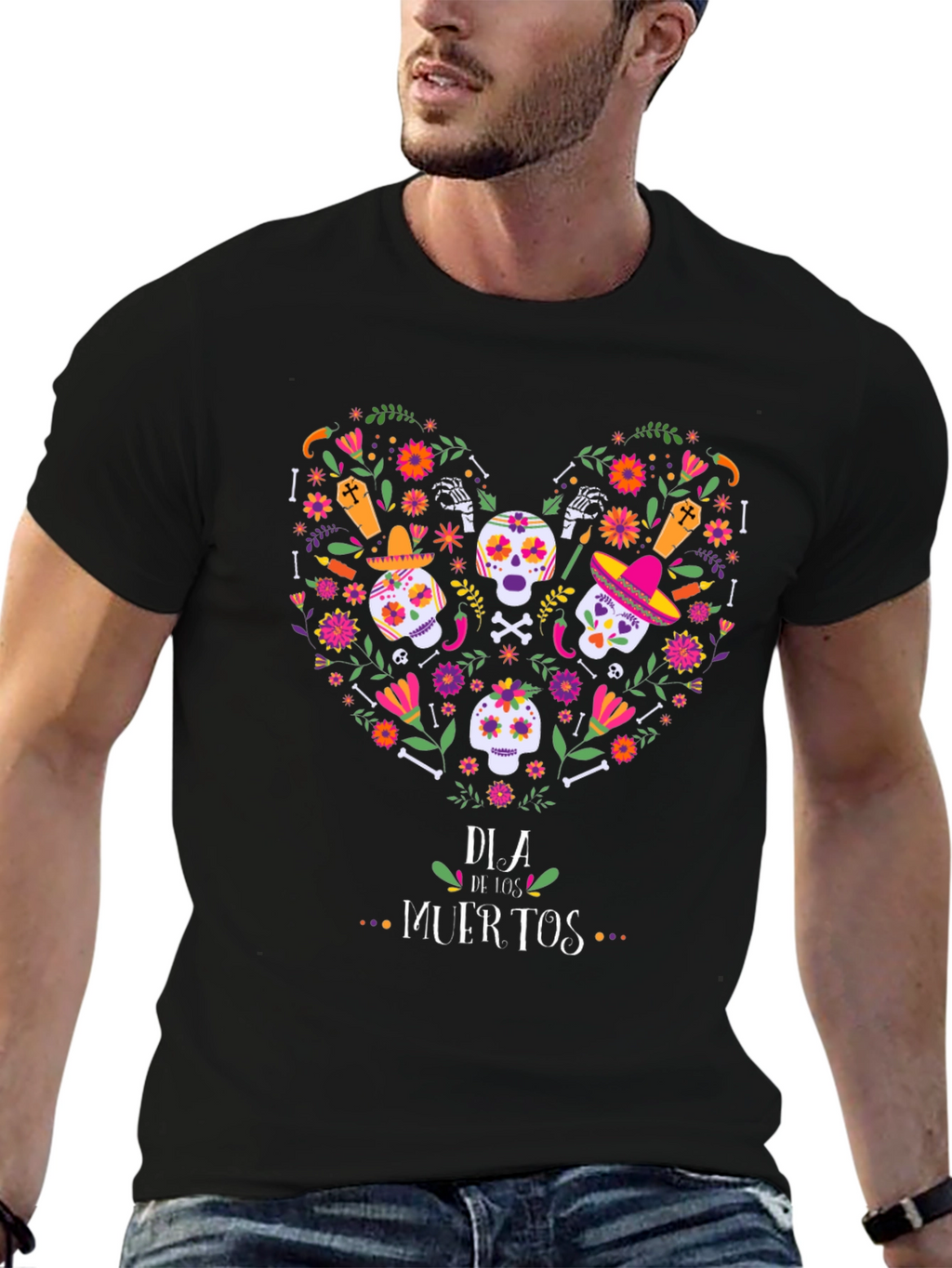 Dia de los Muertos Heart Skull T-Shirt