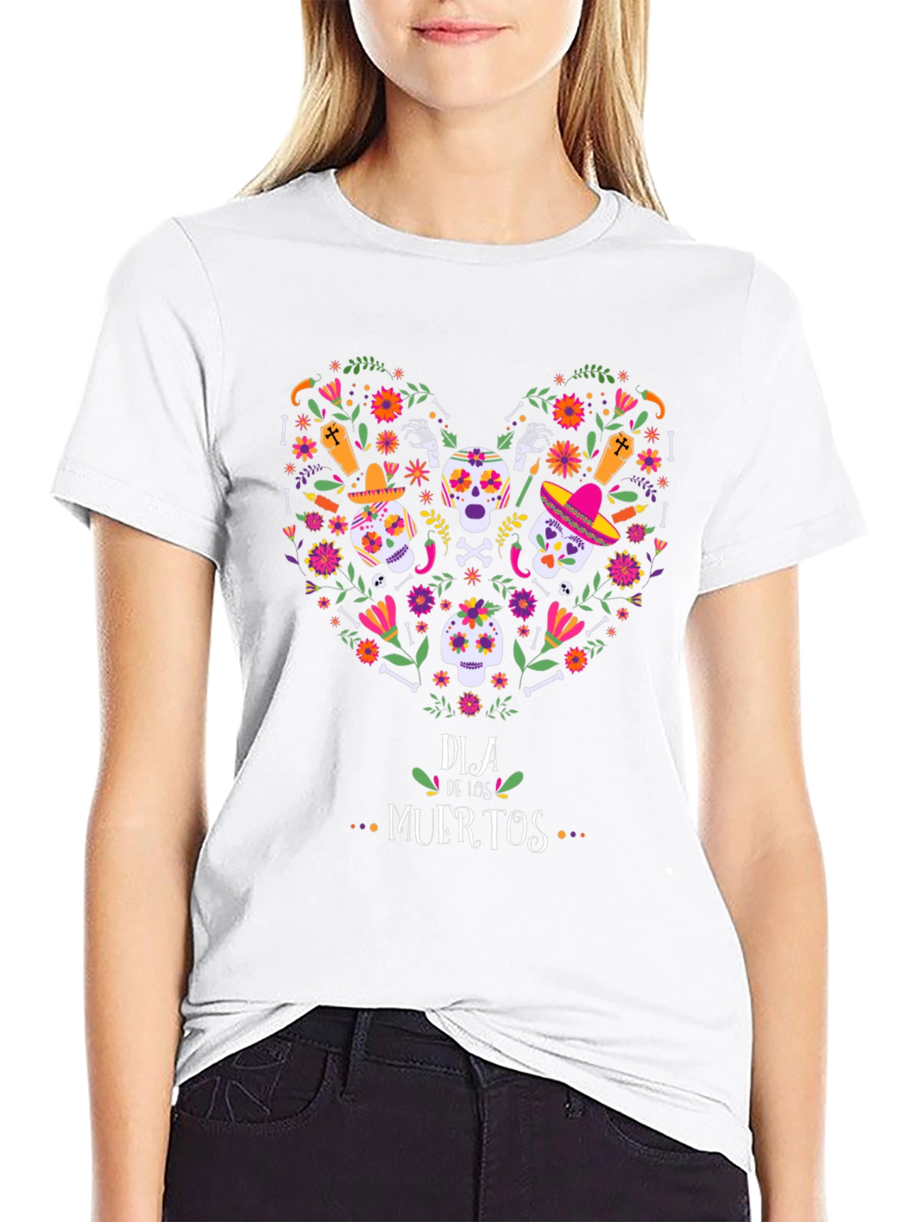 Dia de los Muertos Heart Skull T-Shirt
