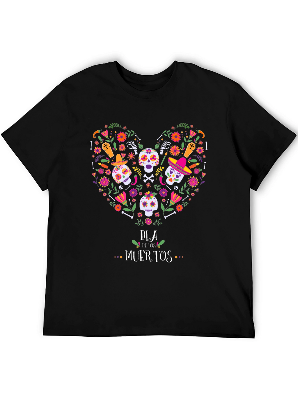 Dia de los Muertos Heart Skull T-Shirt