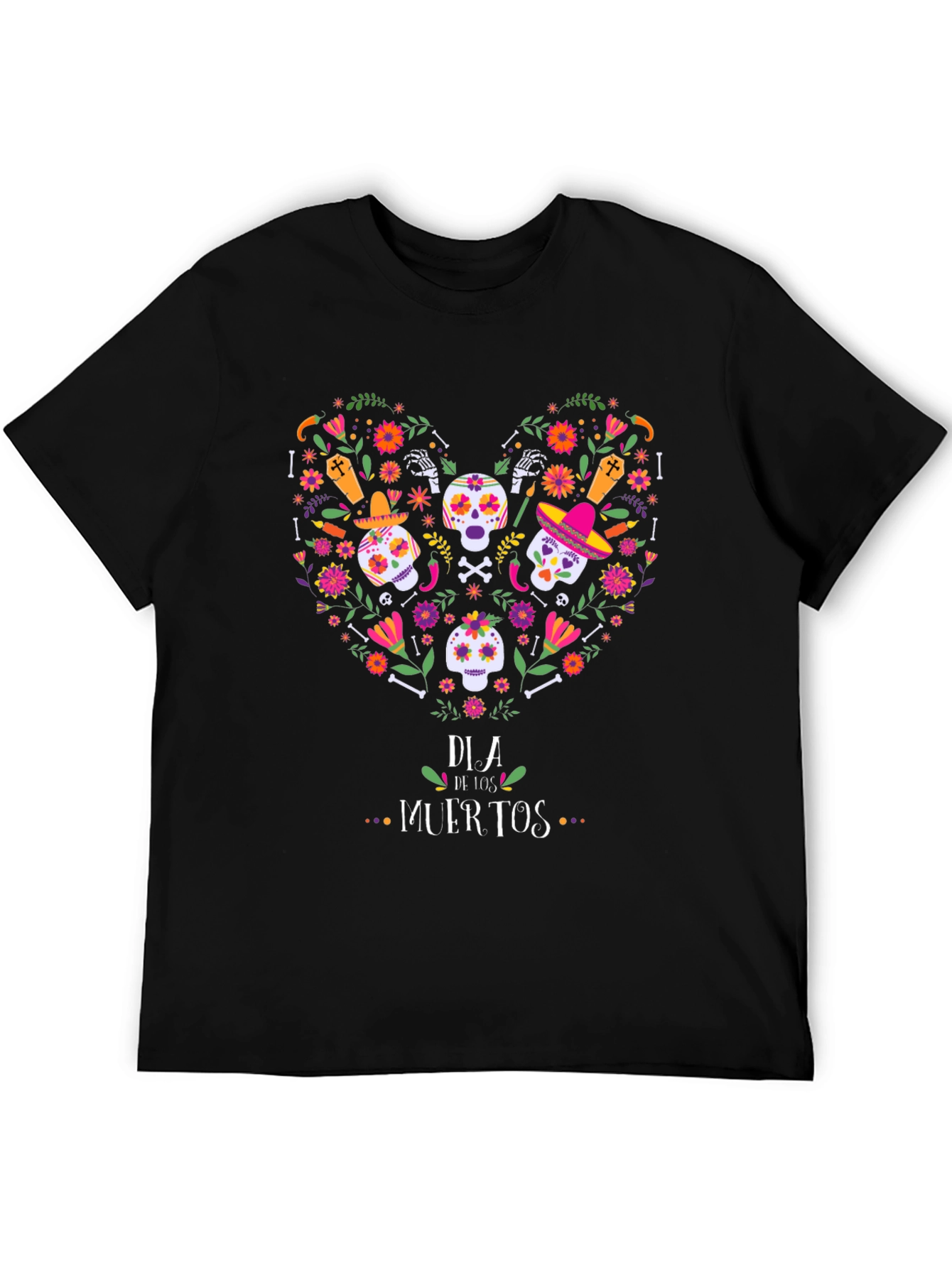 Dia de los Muertos Heart Skull T-Shirt