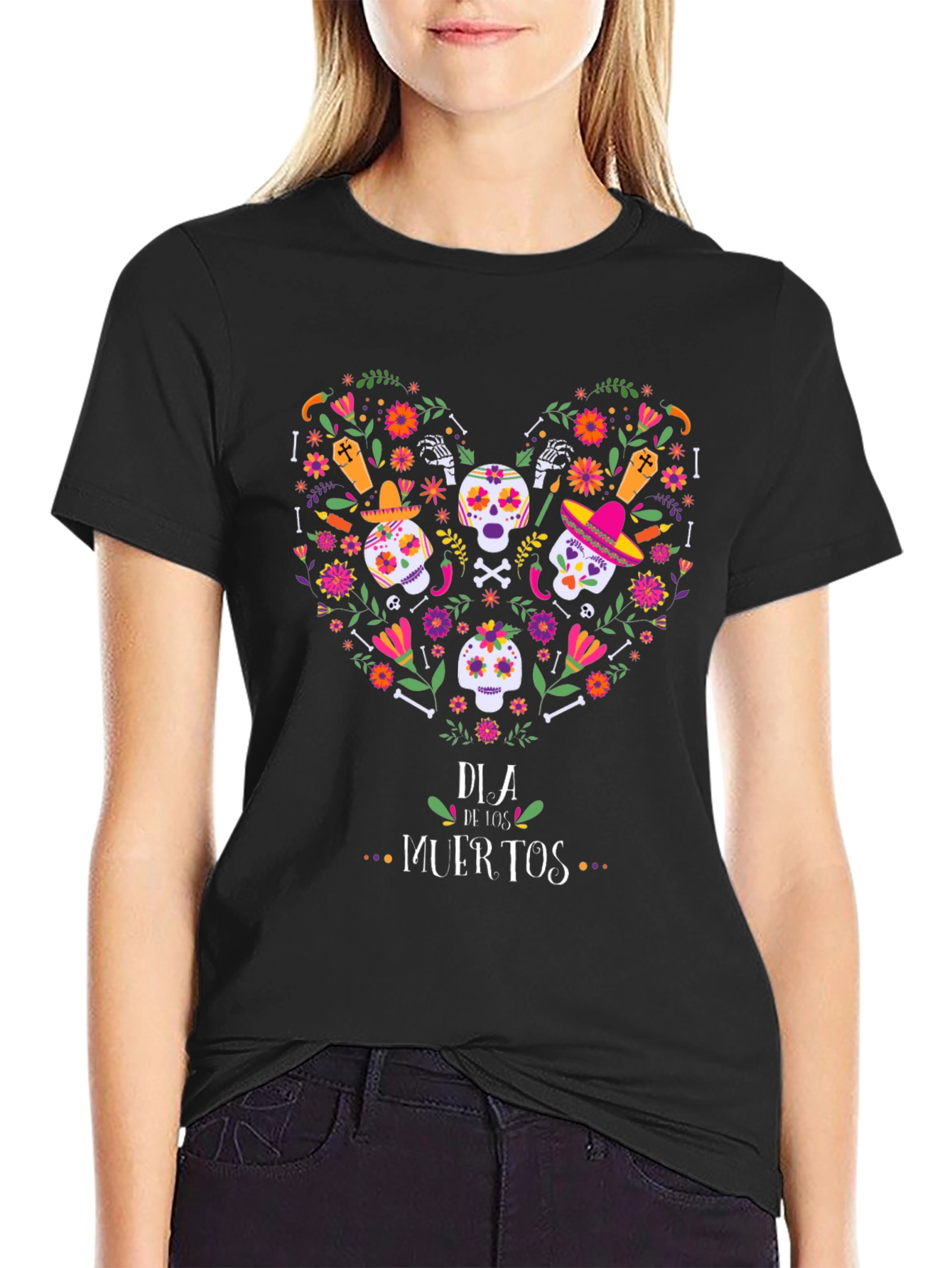 Dia de los Muertos Heart Skull T-Shirt