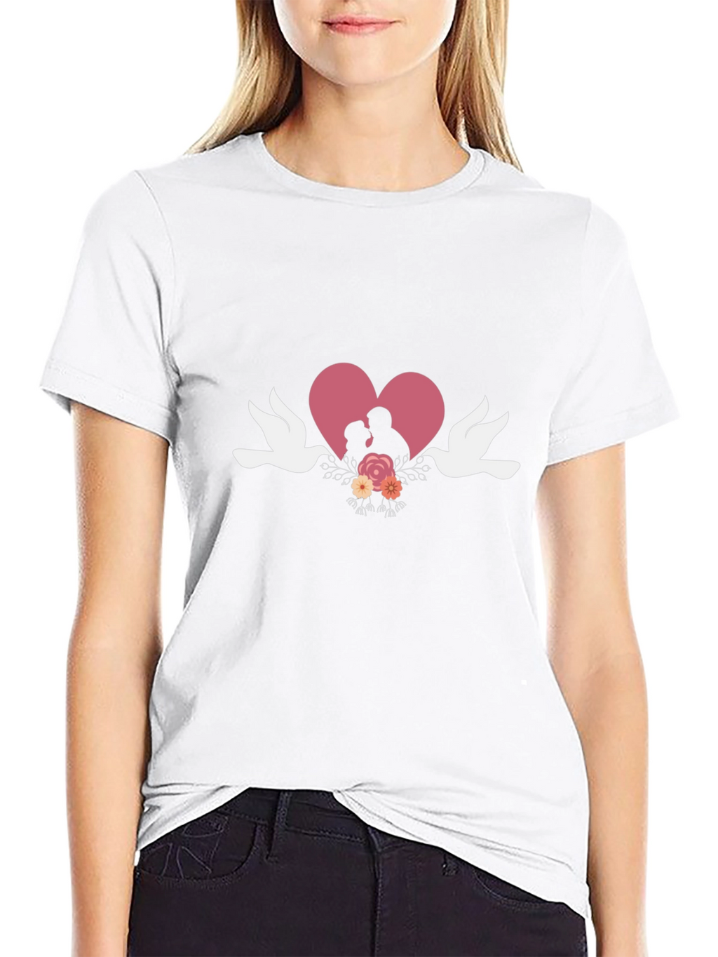Romantic Couple Heart Graphic T-Shirt