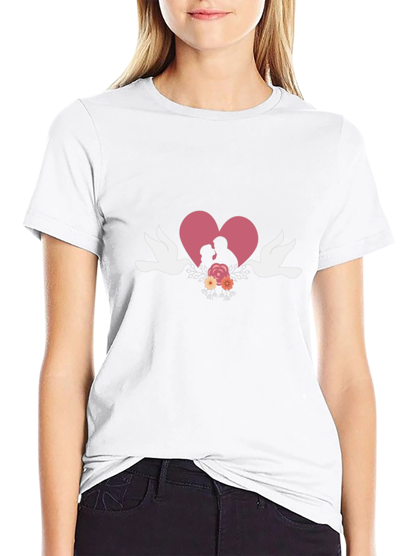 Romantic Couple Heart Graphic T-Shirt