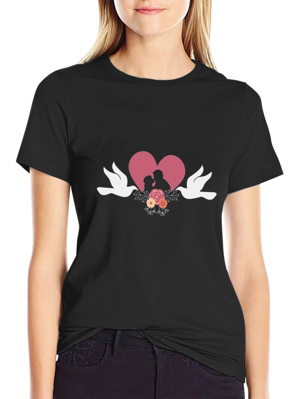 Romantic Couple Heart Graphic T-Shirt