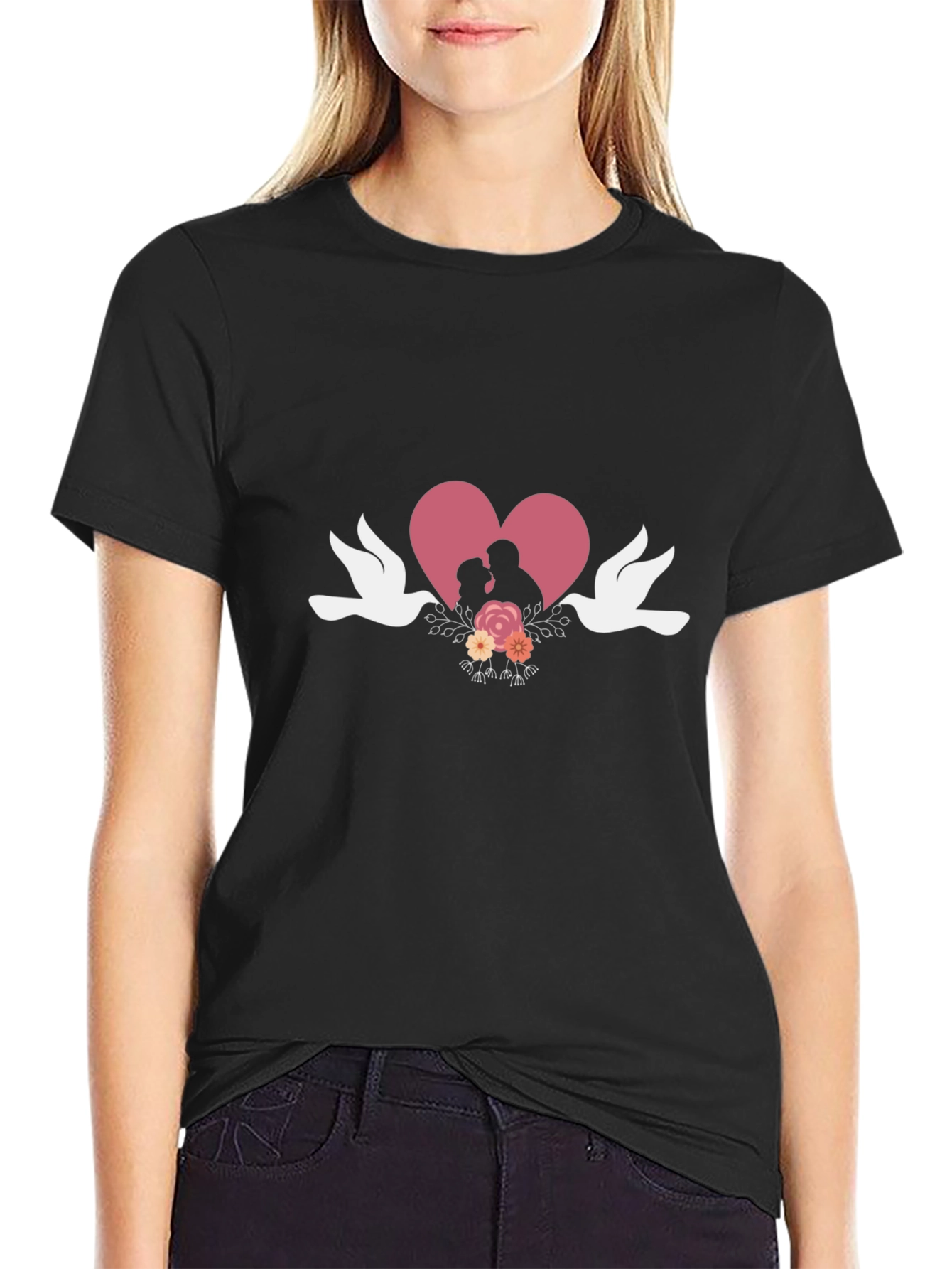 Romantic Couple Heart Graphic T-Shirt