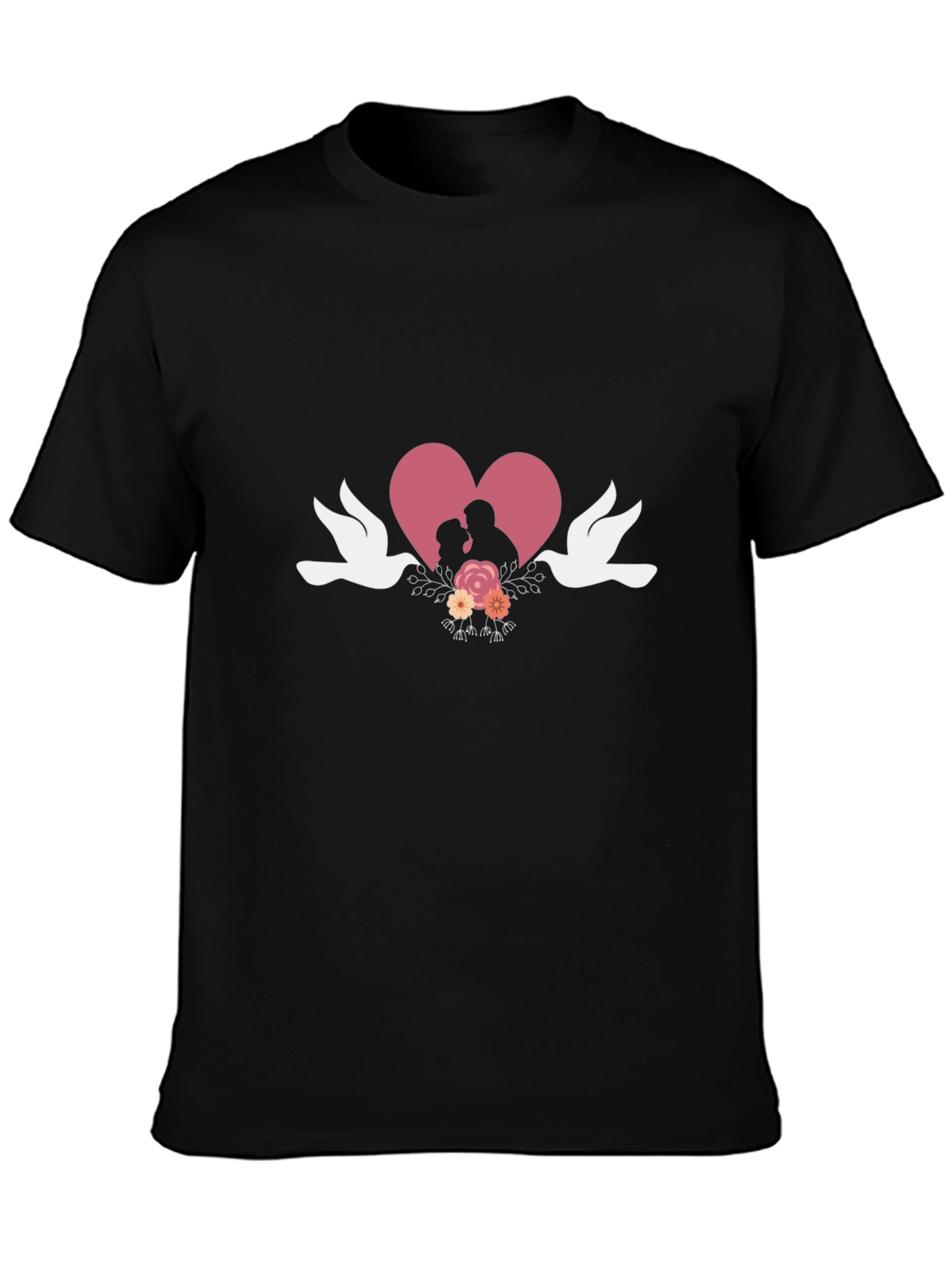 Romantic Couple Heart Graphic T-Shirt