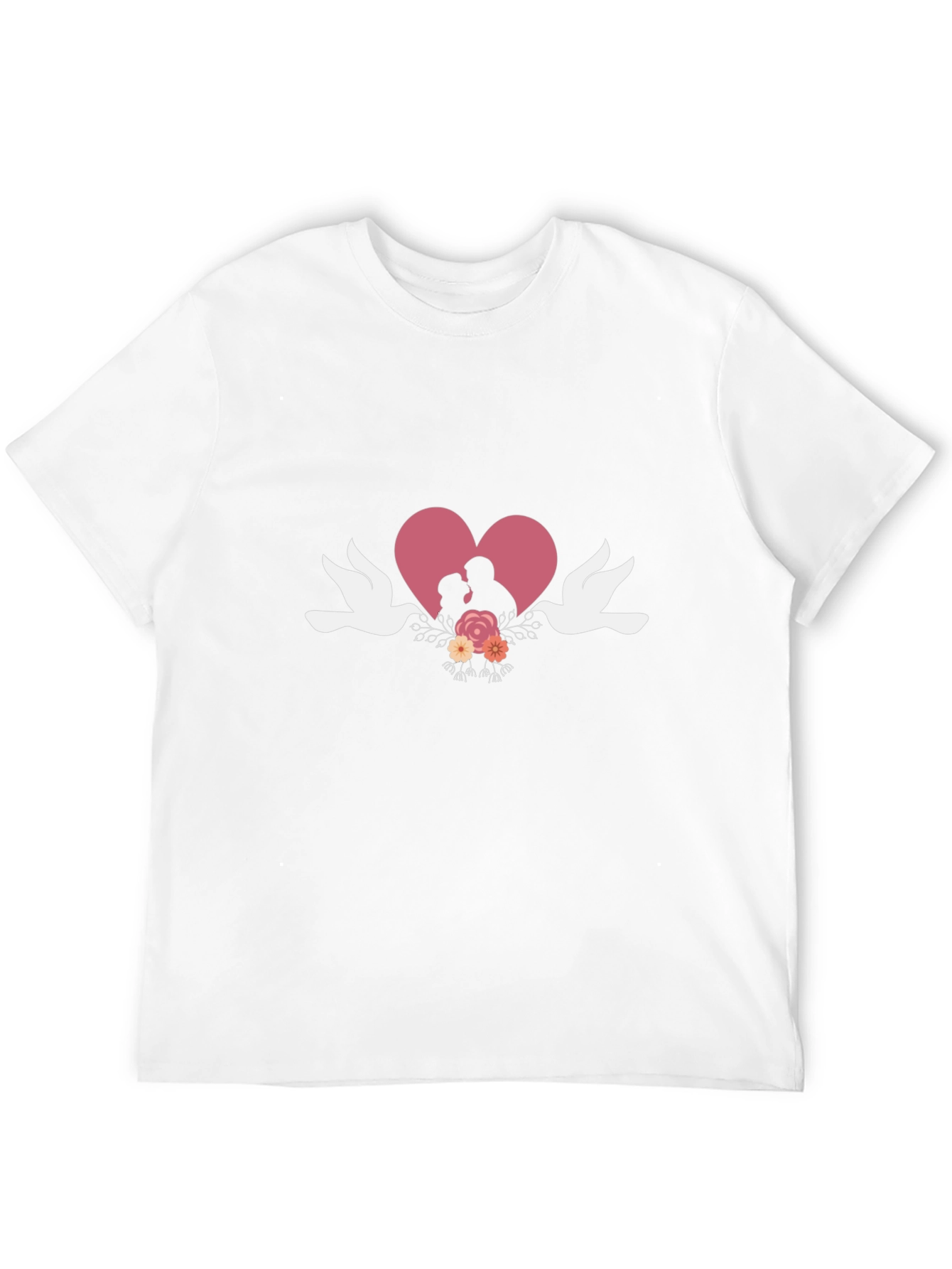 Romantic Couple Heart Graphic T-Shirt