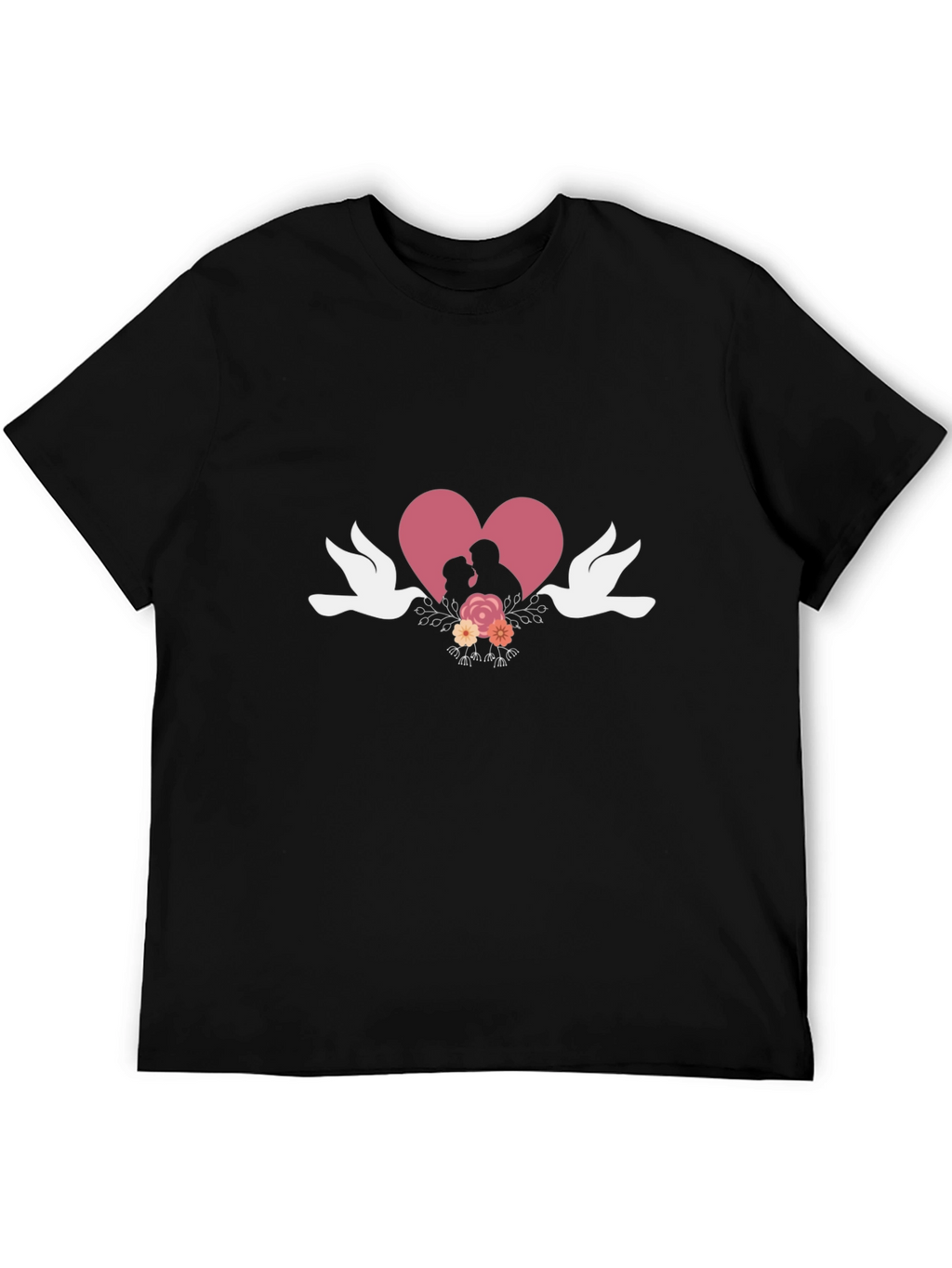 Romantic Couple Heart Graphic T-Shirt