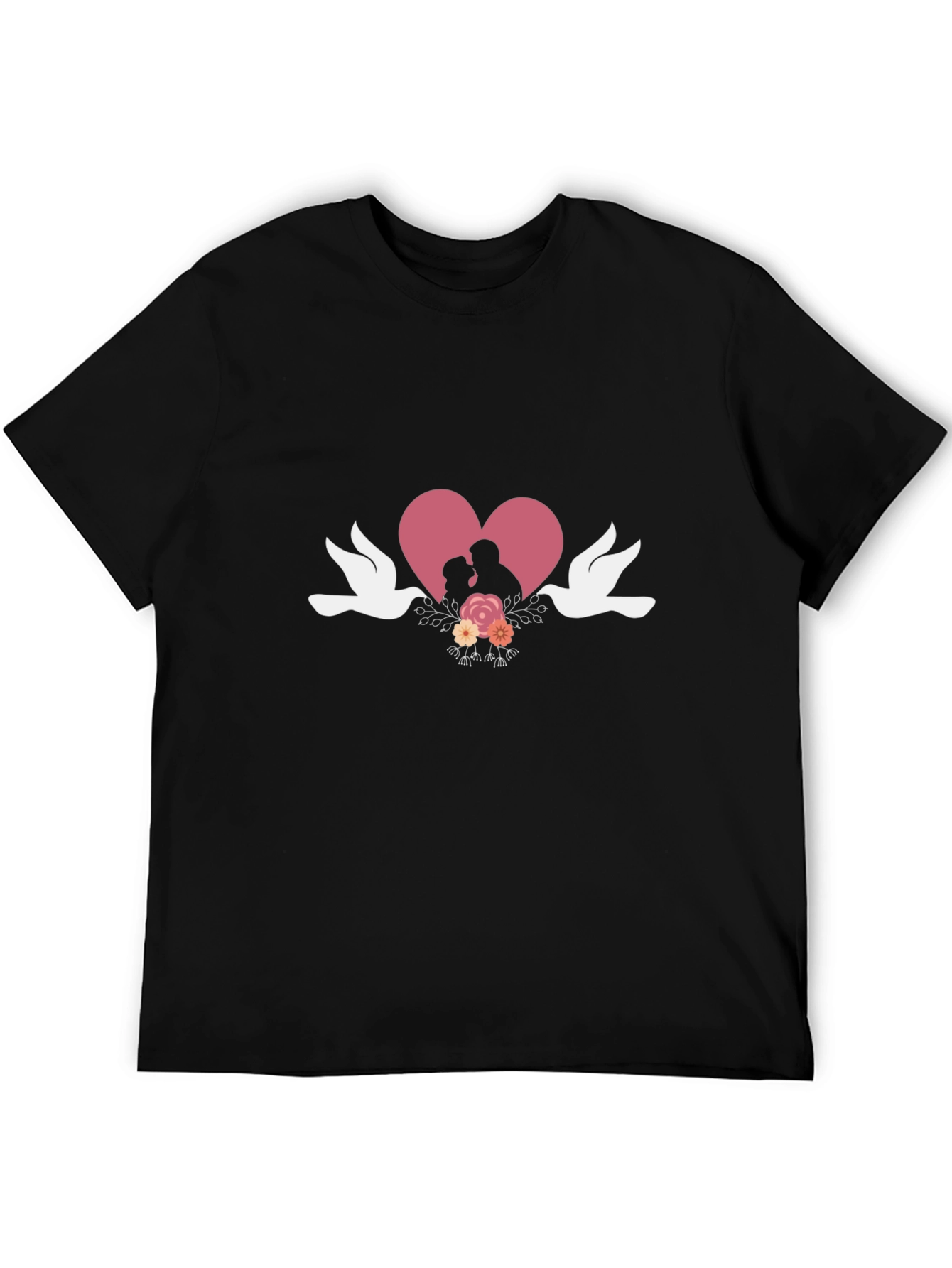 Romantic Couple Heart Graphic T-Shirt