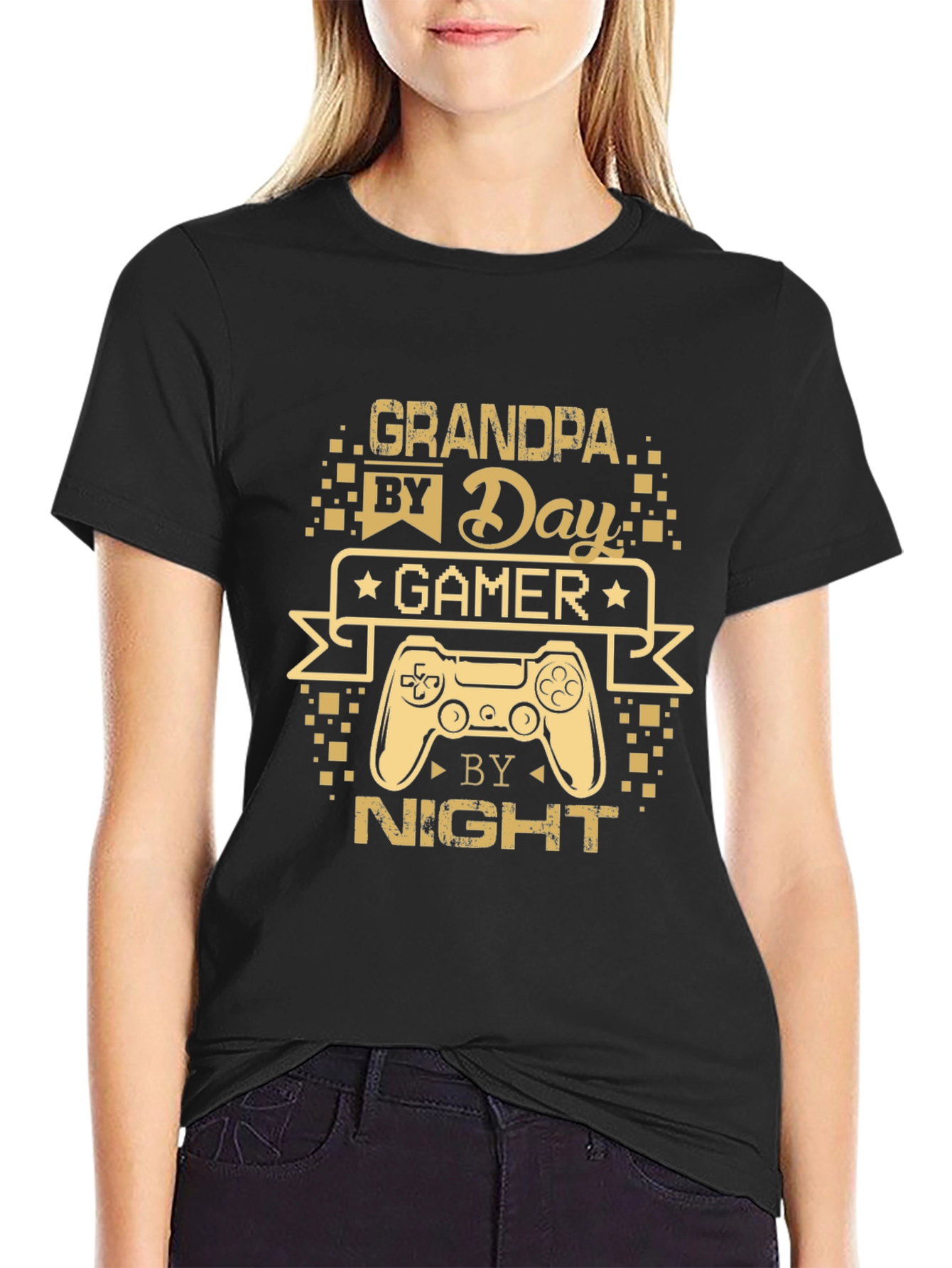 Grandpa Gamer Graphic Tee - Day and Night Gaming Fun