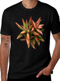 Succulent Plant Graphic Print Black T-Shirt