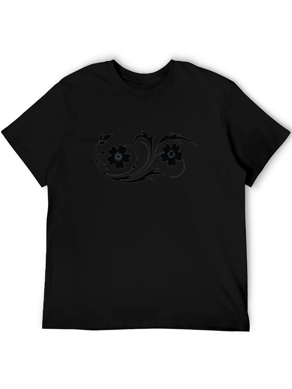 Stylish Black T-Shirt with Floral Design