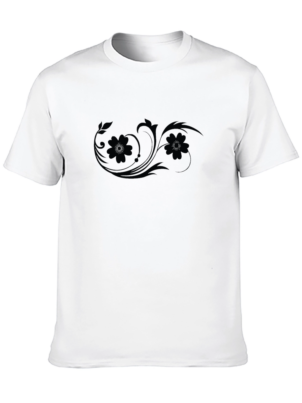 Stylish Black T-Shirt with Floral Design
