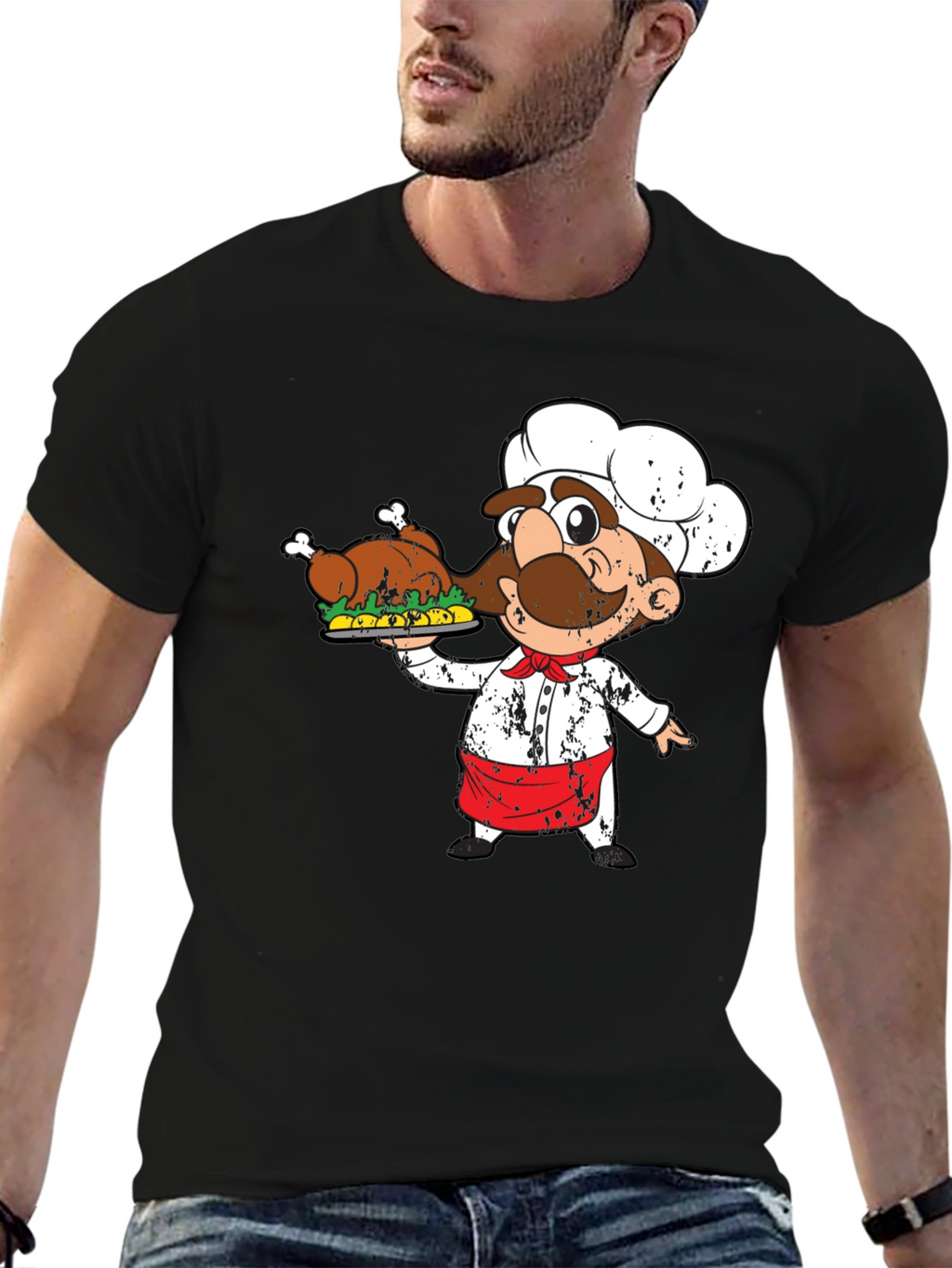 Chef Holding Turkey Graphic T-Shirt