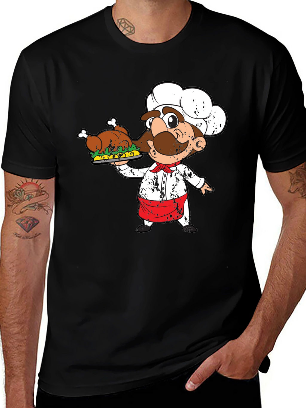 Chef Holding Turkey Graphic T-Shirt