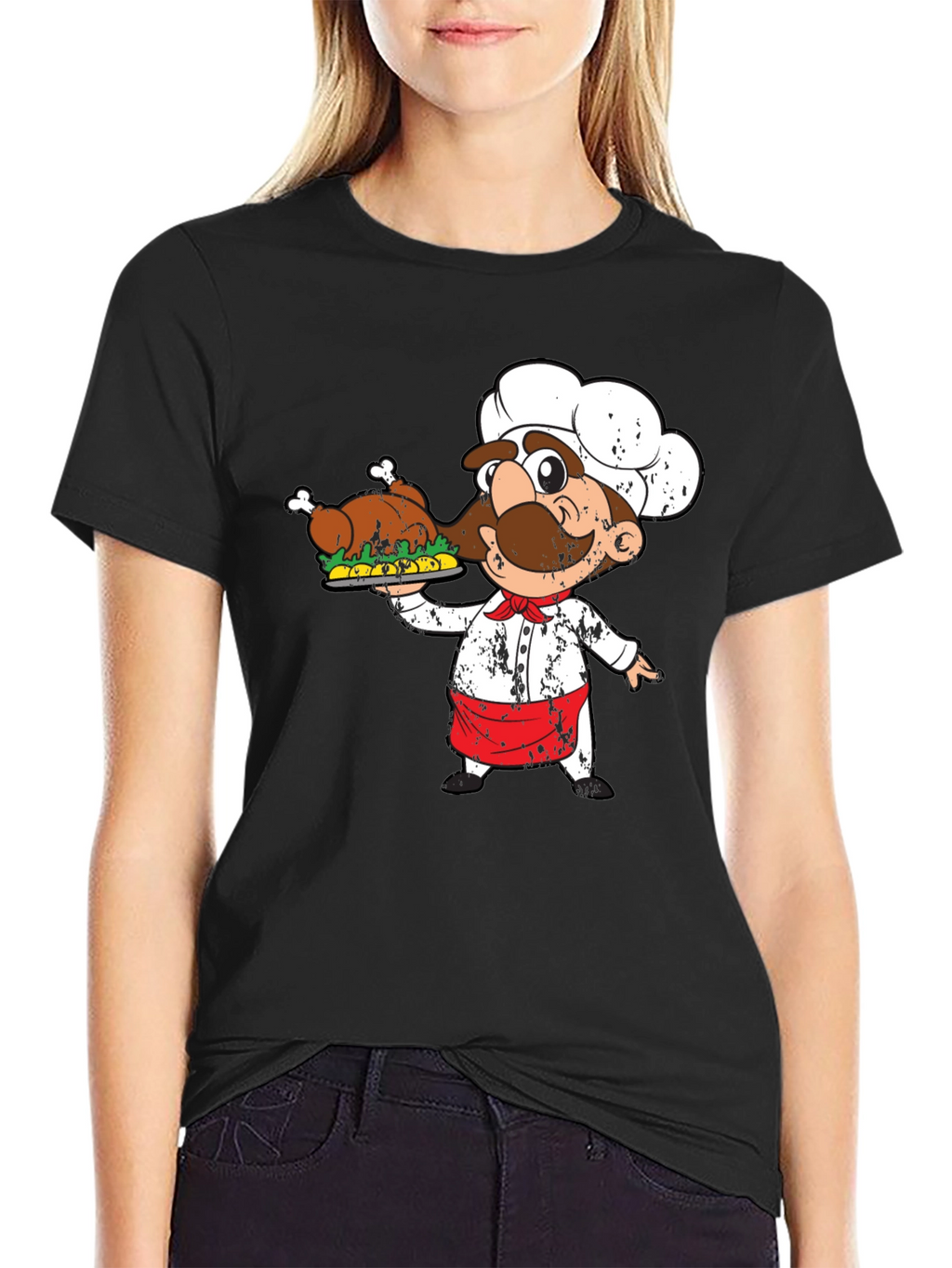 Chef Holding Turkey Graphic T-Shirt