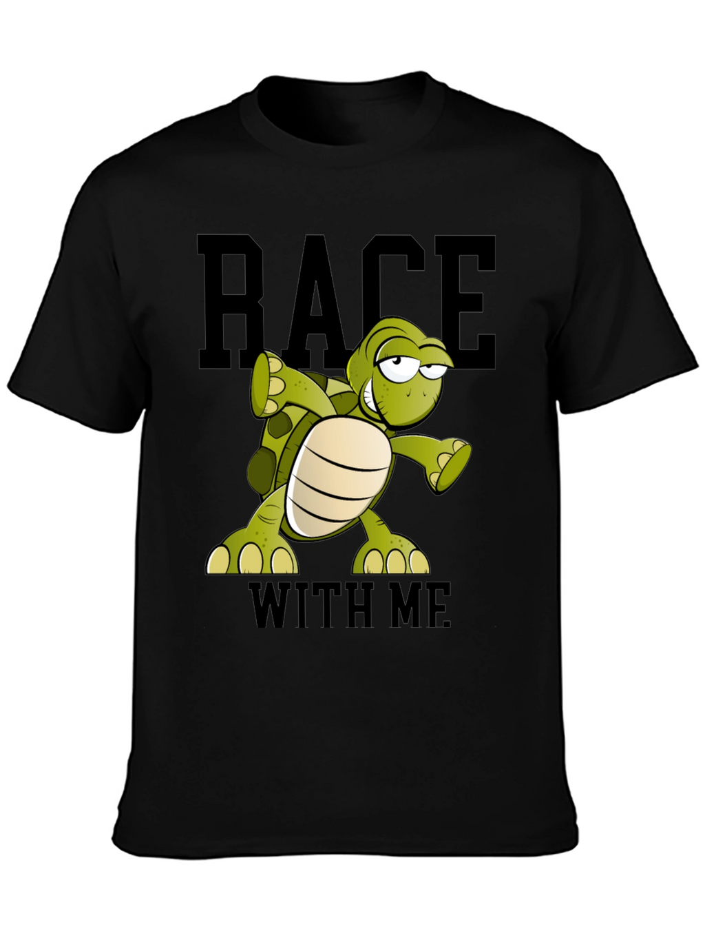 Funny Turtle Race T-Shirt - Black