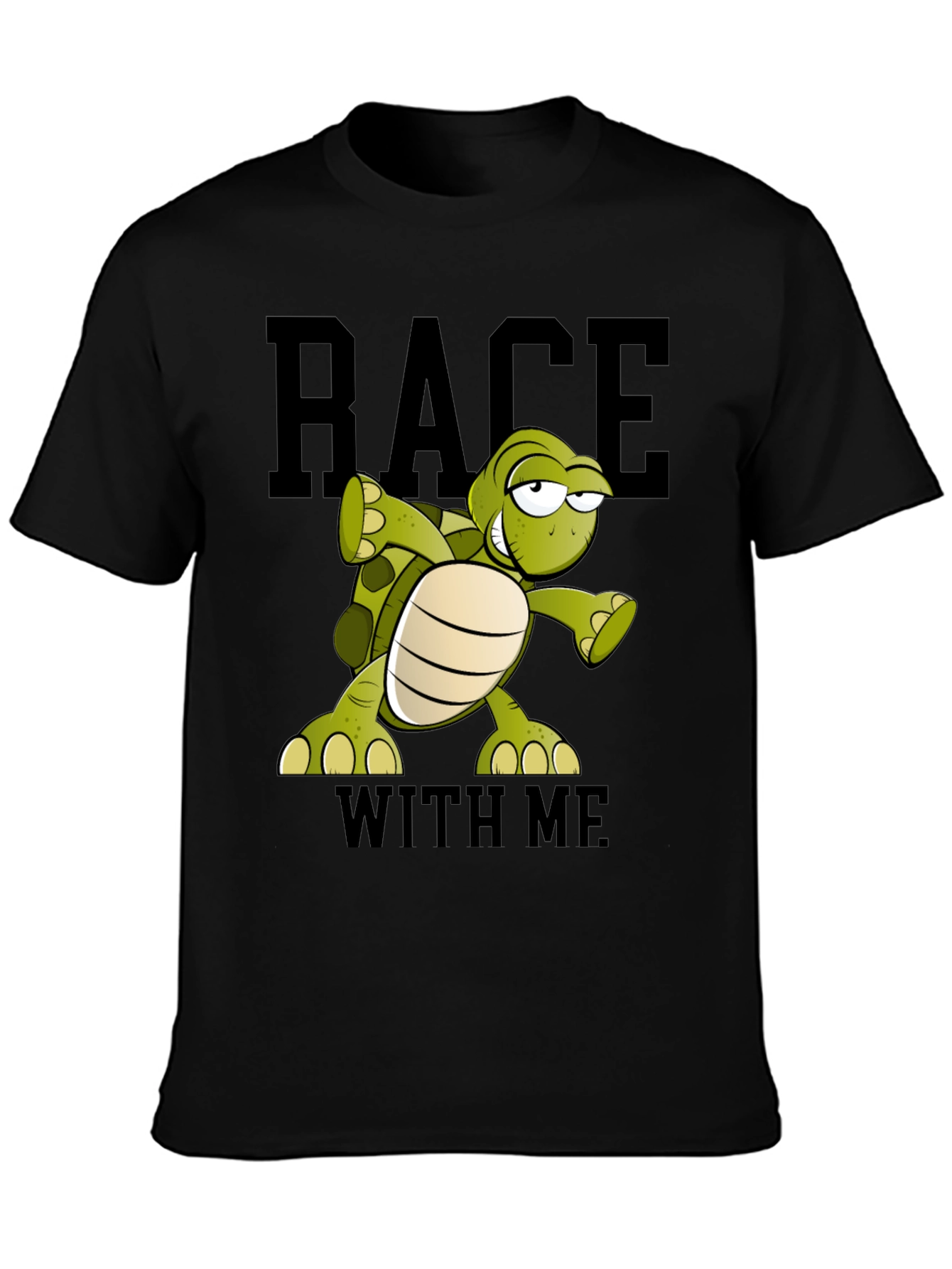 Funny Turtle Race T-Shirt - Black