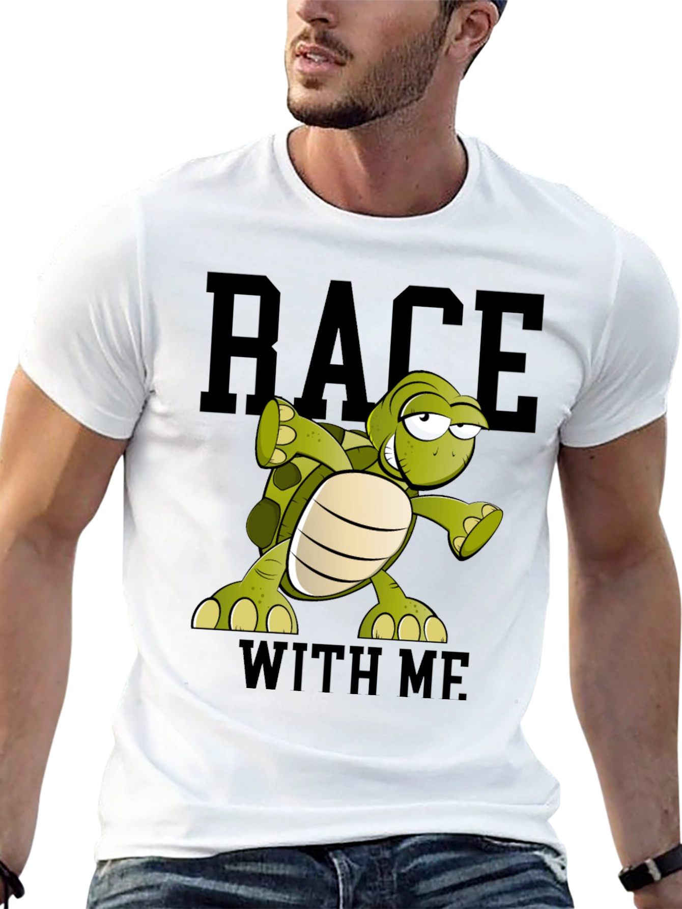 Funny Turtle Race T-Shirt - Black