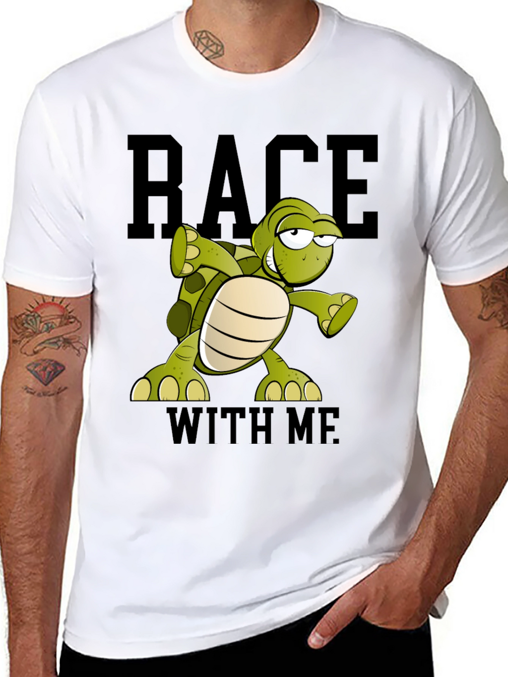 Funny Turtle Race T-Shirt - Black