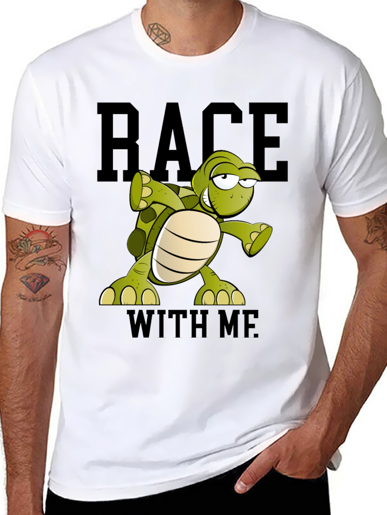 Funny Turtle Race T-Shirt - Black