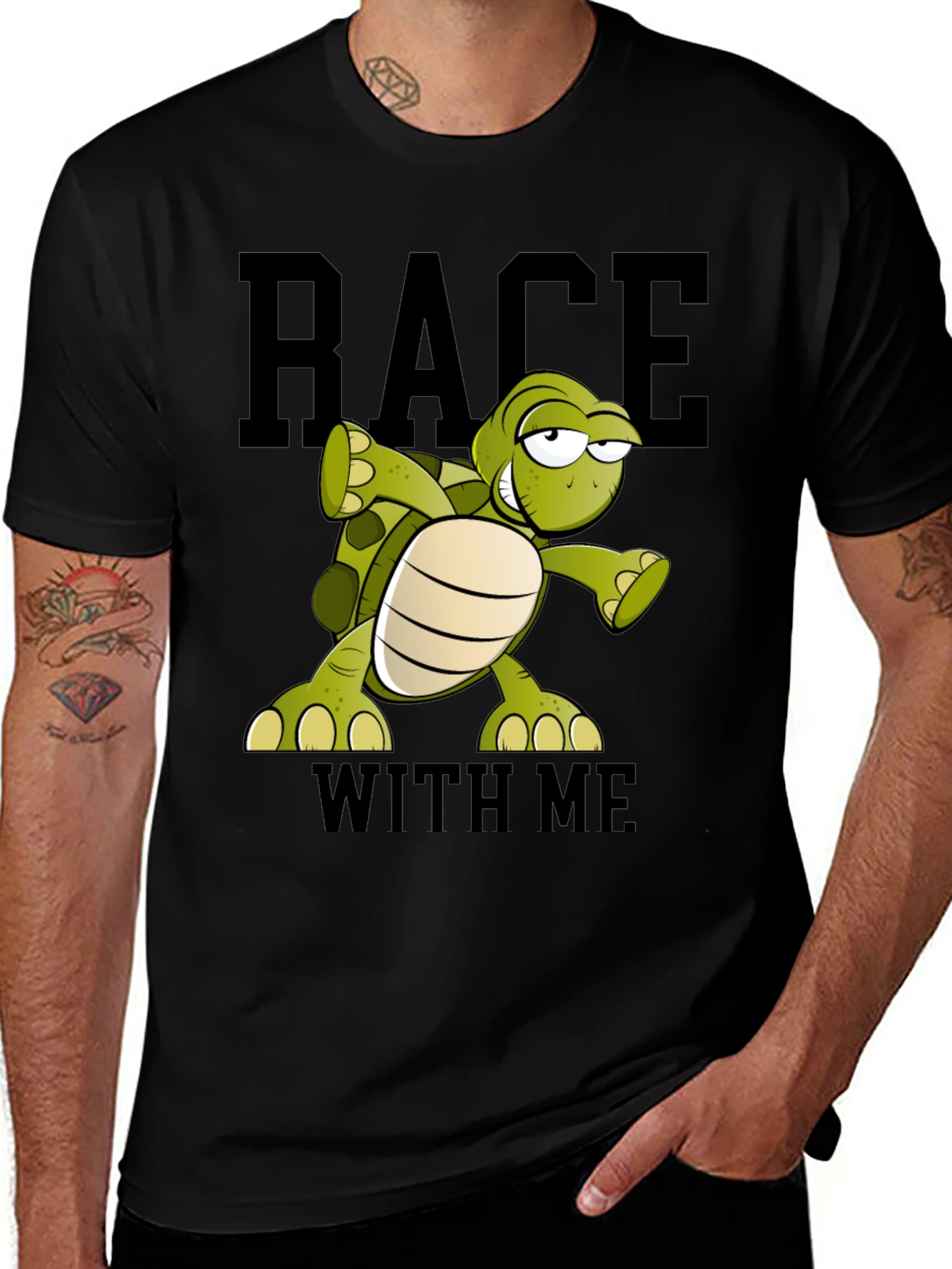 Funny Turtle Race T-Shirt - Black