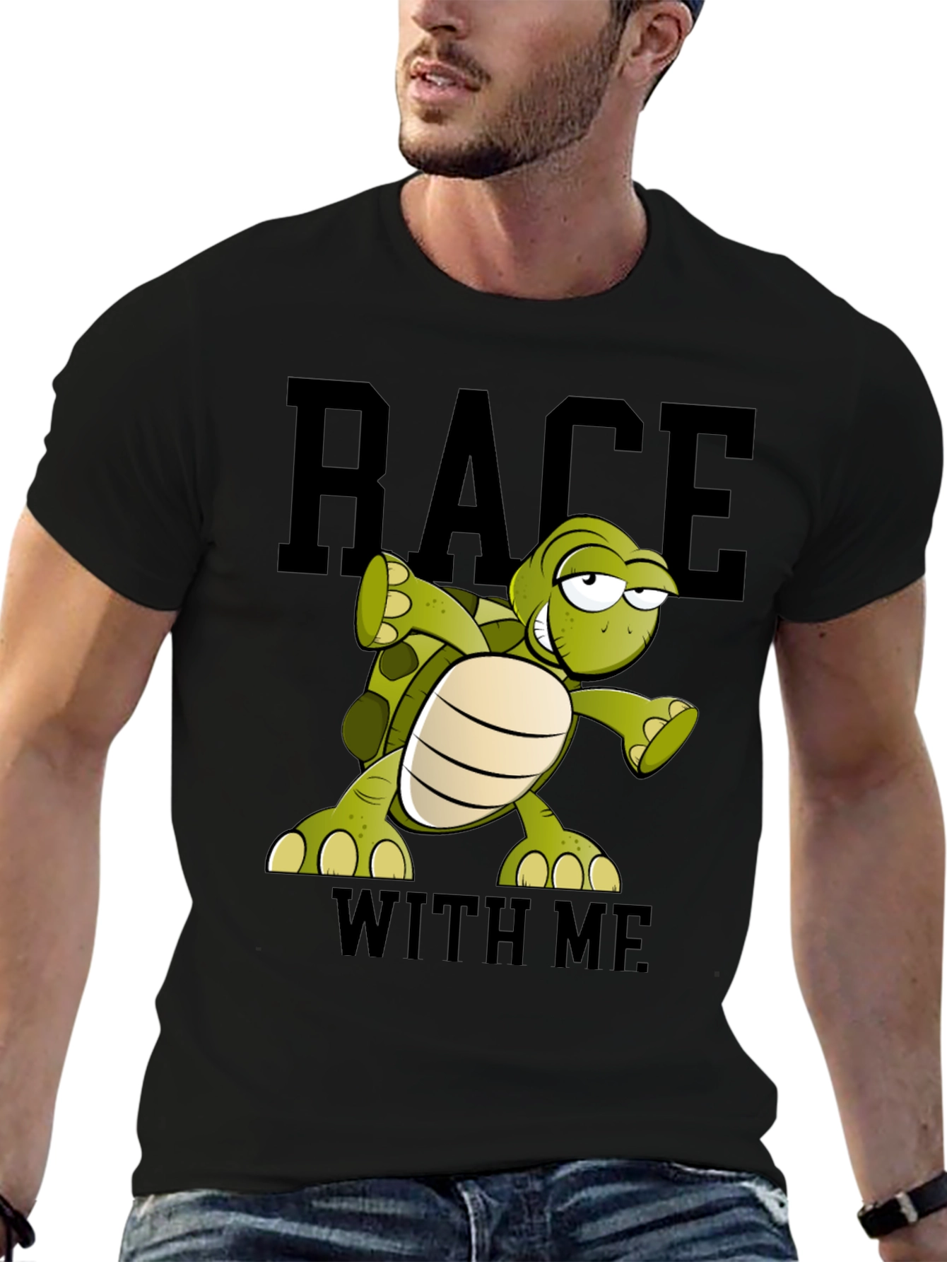 Funny Turtle Race T-Shirt - Black